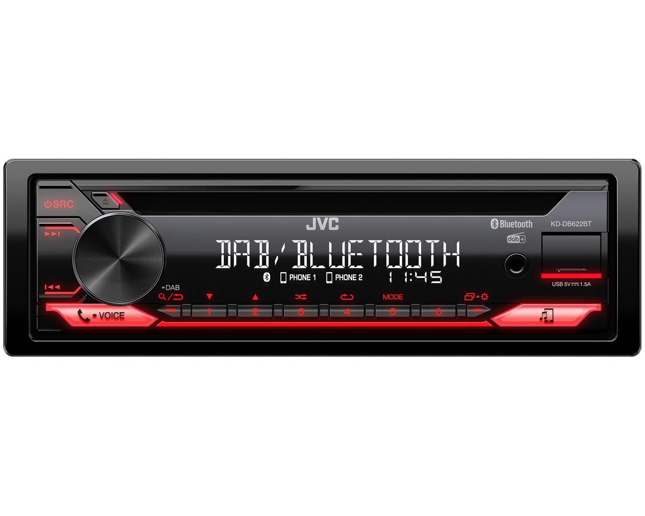 JVC KD-DB622BT Bluetooth DAB+ CD Spotify USB Android iPhone Autoradio (RDS, AUX-Eingang, USB, ID3tag, AM/FM Radio, Animiertes Display, Bluetooth, DAB+, 1 DIN)