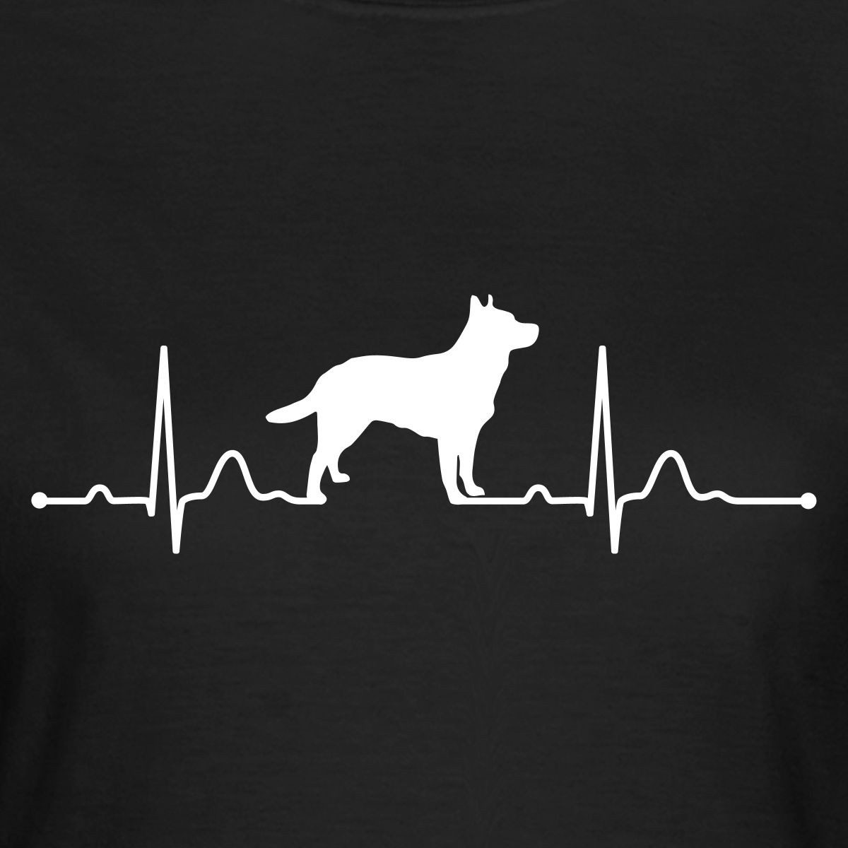 Spreadshirt T-Shirt EKG Linie Mit Hund, Australian Cattle Dog Frauen T-Shirt (1-tlg)