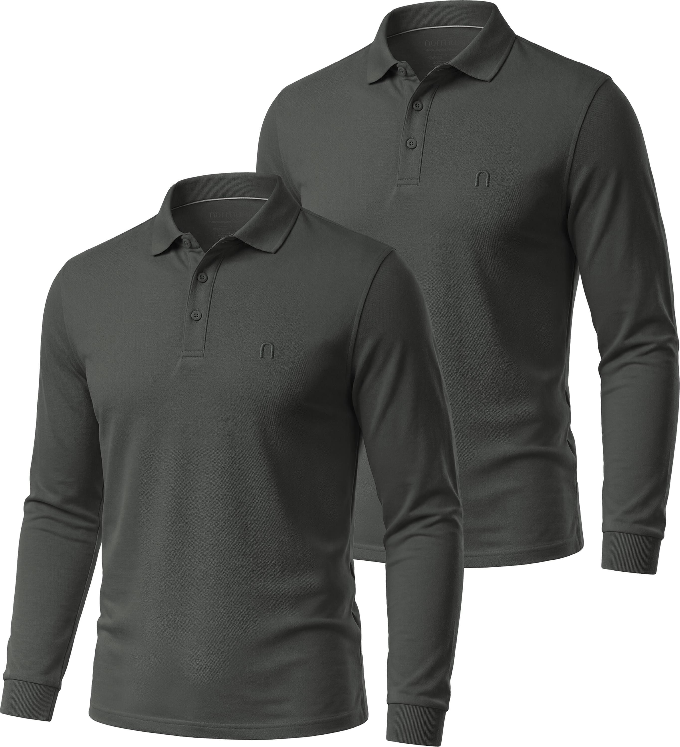 normani Langarmshirt 2er Set Herren Langarm Poloshirt Lyroe Longsleeve Poloshirt 2er Pack für Männer