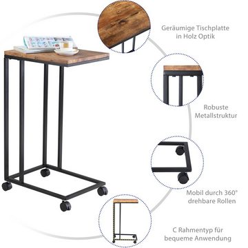 Casaria Beistelltisch, mit 4 Rollen 2 Bremsen 50x35x70cm 40kg Belastbarkeit Kippsicher Stabil