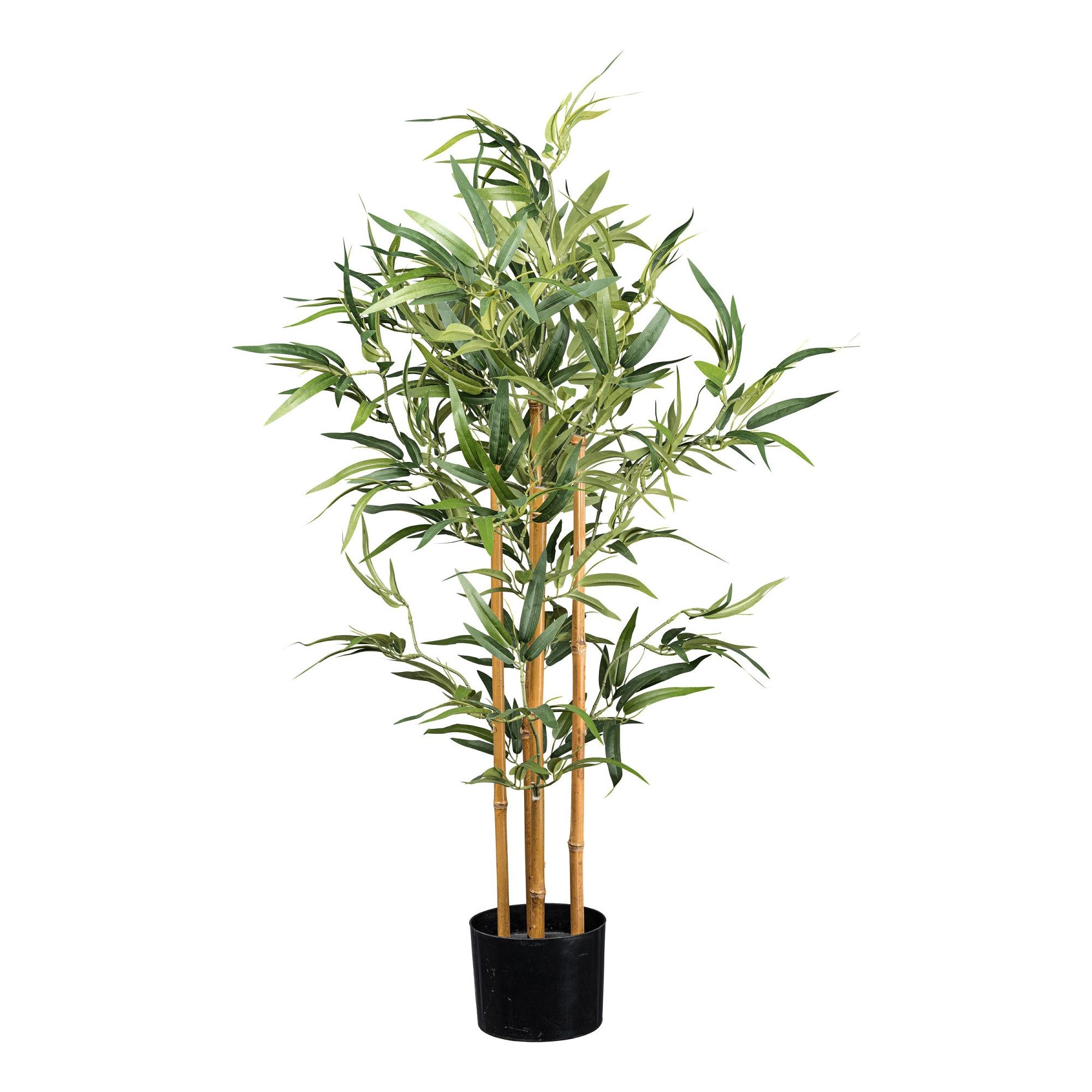 Kunstpflanze Bambus 432 Bl. ca 105cm Naturstamm im Kunststofftopf 15x12cm