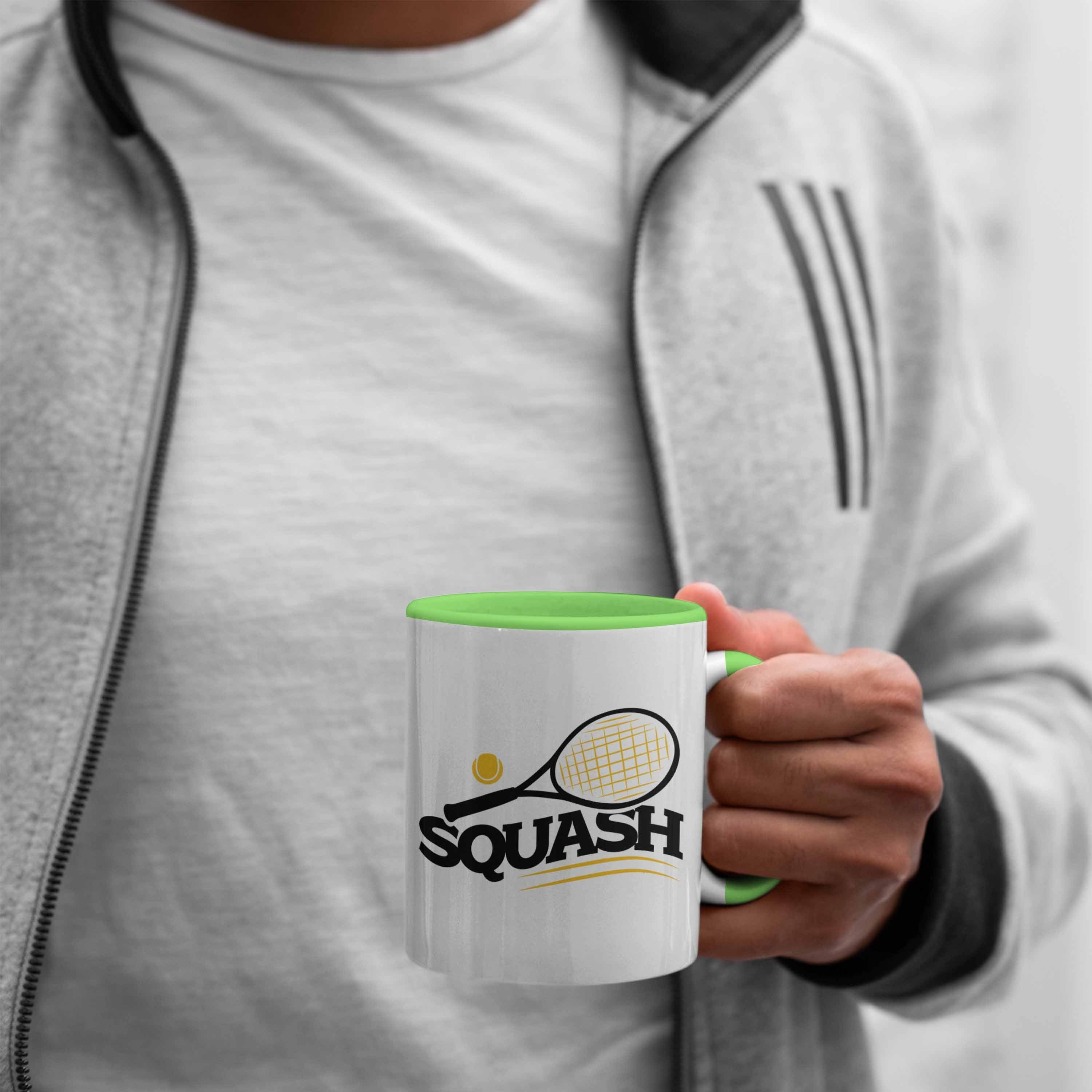 Squash-Tasse Trendation Geschenk für Tasse Grün Squash-Spieler Lustige
