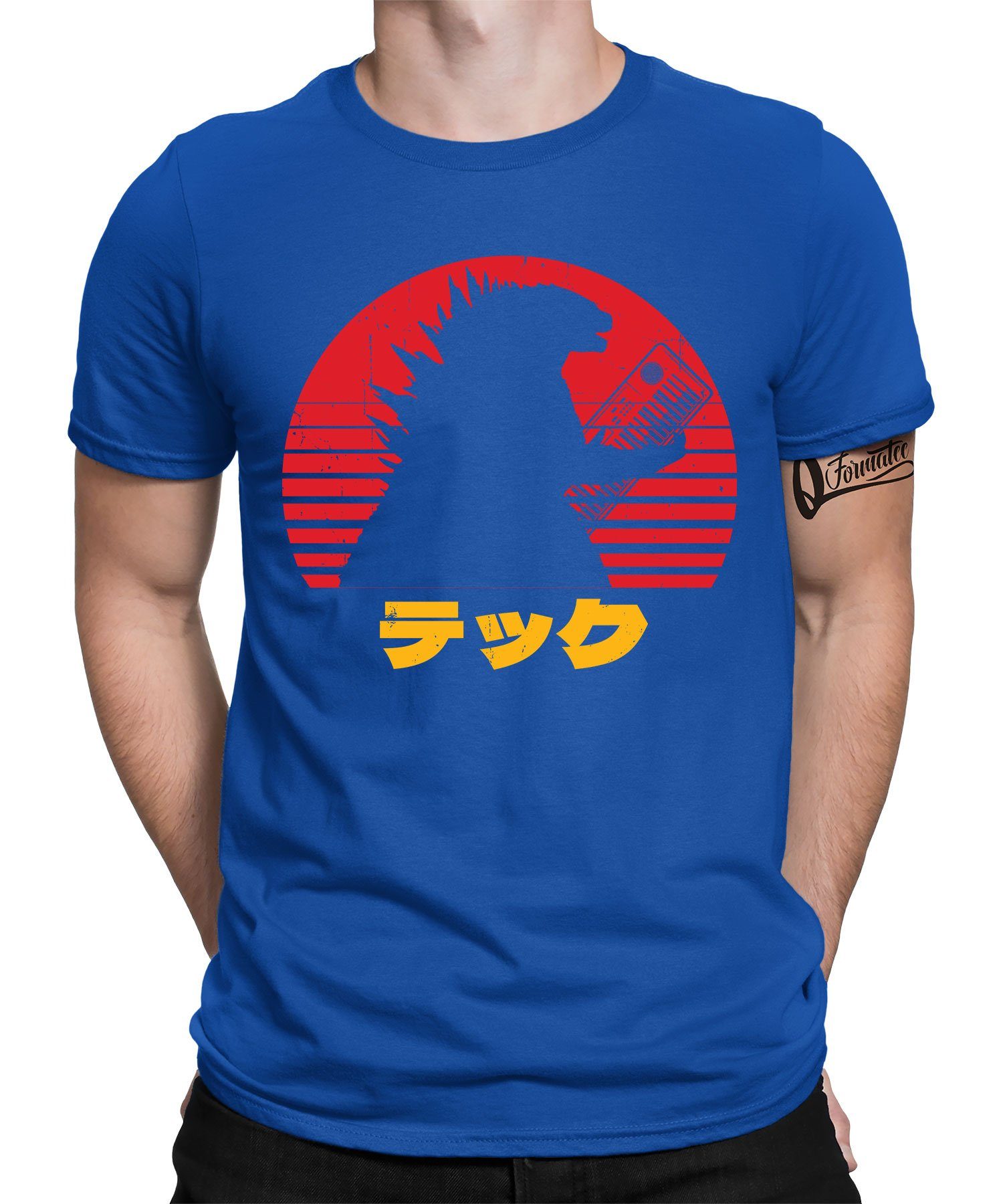 Quattro Formatee Kurzarmshirt ADSR Monster (1-tlg) Elektronische Blau Herren Synthesizer Godzilla Japan - Musiker