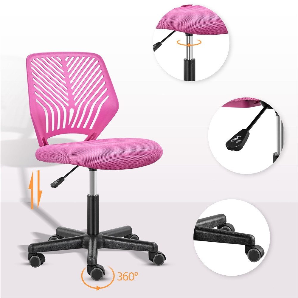 Yaheetech Drehstuhl Höhenverstellbarer Bürostuhl ohne Armlehnen, Schreibtischstuhl mit Netzbezug fürs Arbeitszimmer/Büro/Wohnzimmer – Bild 5 von 5