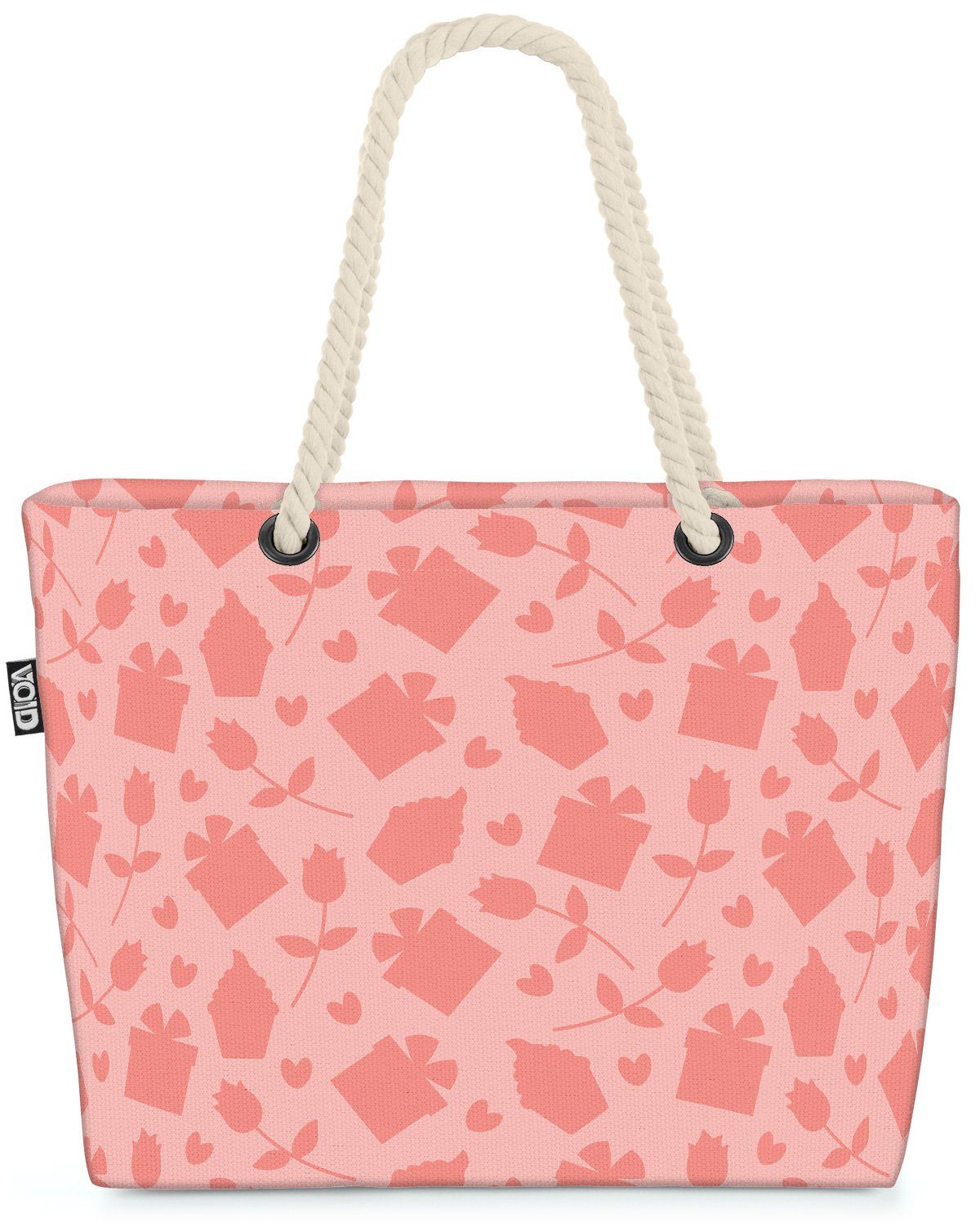 VOID Strandtasche (1-tlg), Blumen Muster Papier Geschenke gemustert geschenkpapier rosa blumen b