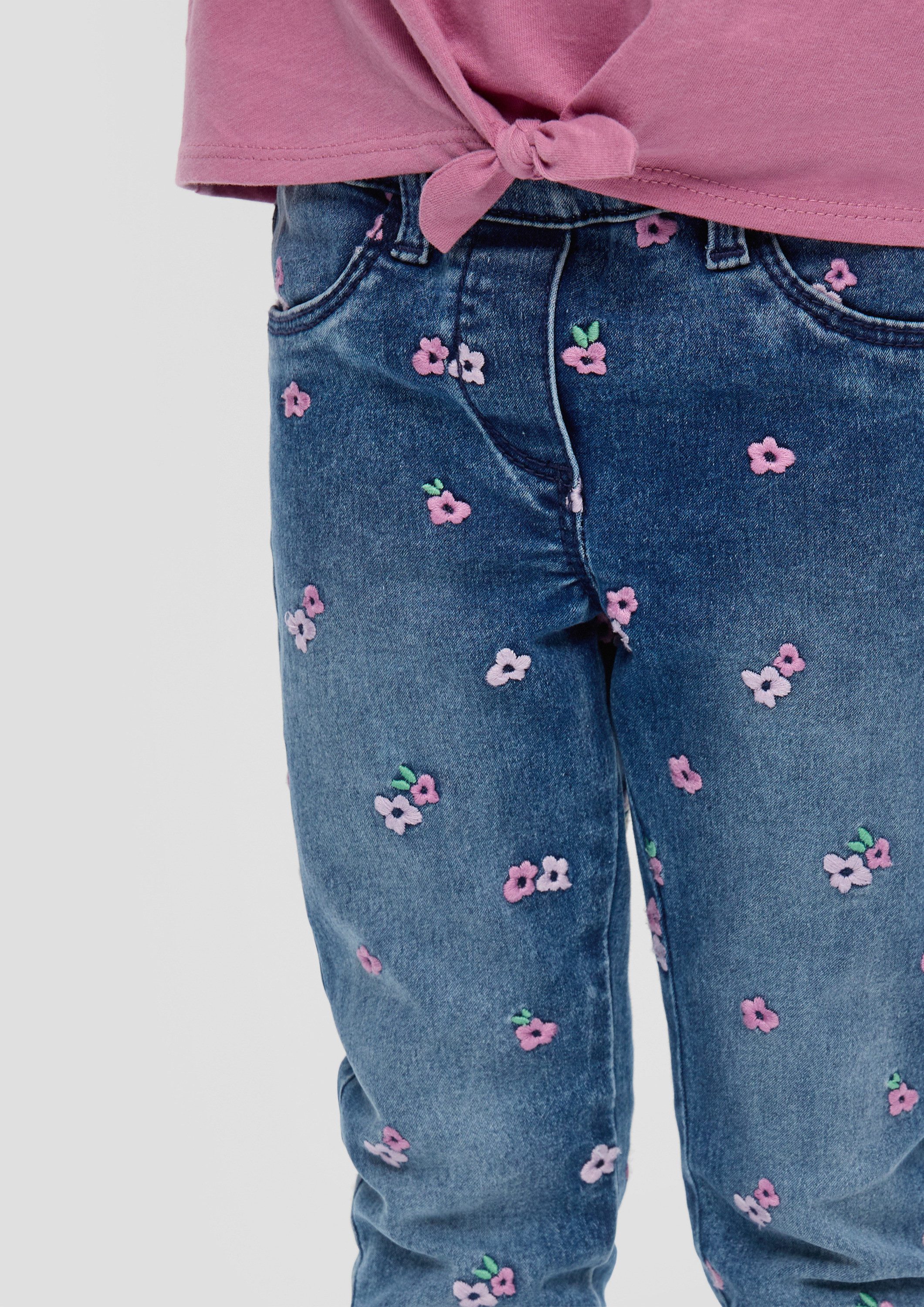 s.Oliver Slim-fit-Jeans Jeans-Hose Jeans / Slim Fit / High Rise / Slim Leg / Blumenstickerei