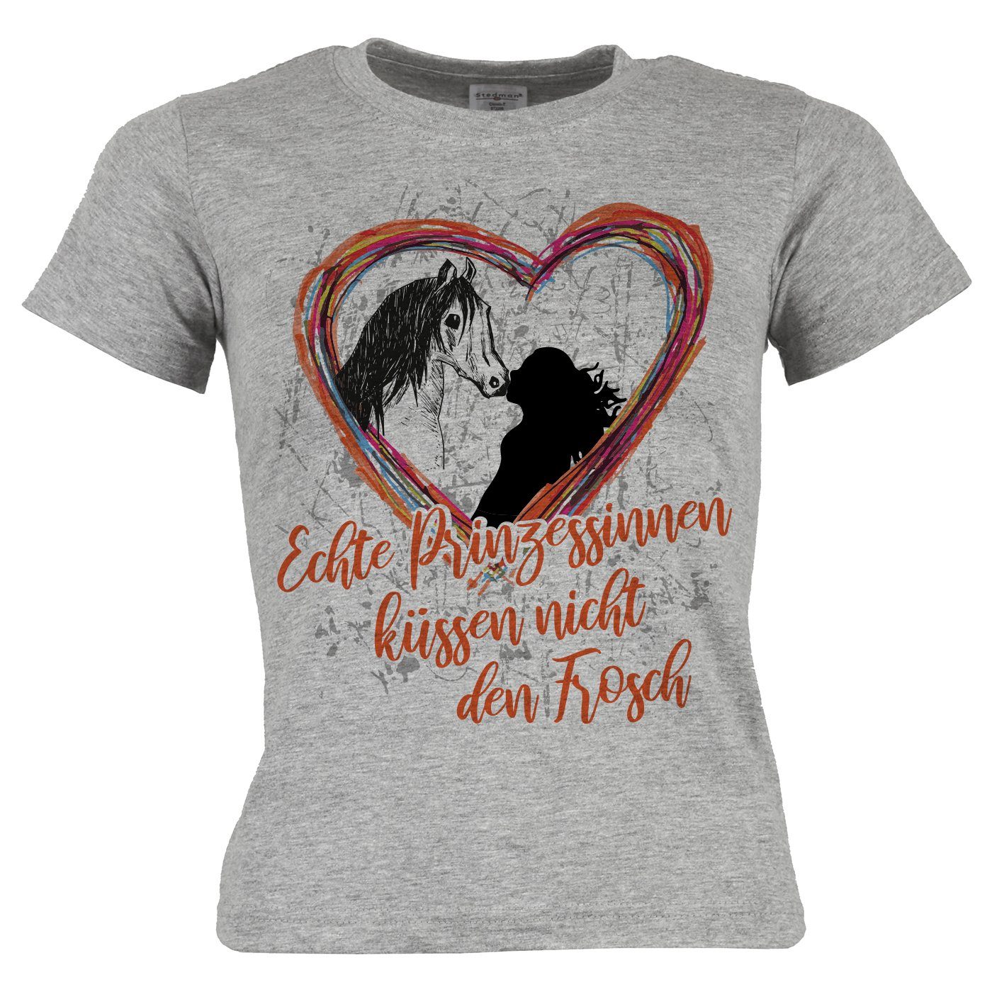 Prinzessinnen Echte - Shirt: Motiv dunkelgrau-meliert T-Shirt Tshirt Sprüche Kinder Mädchen Shirts Pferde .... Pferde Tini küssen
