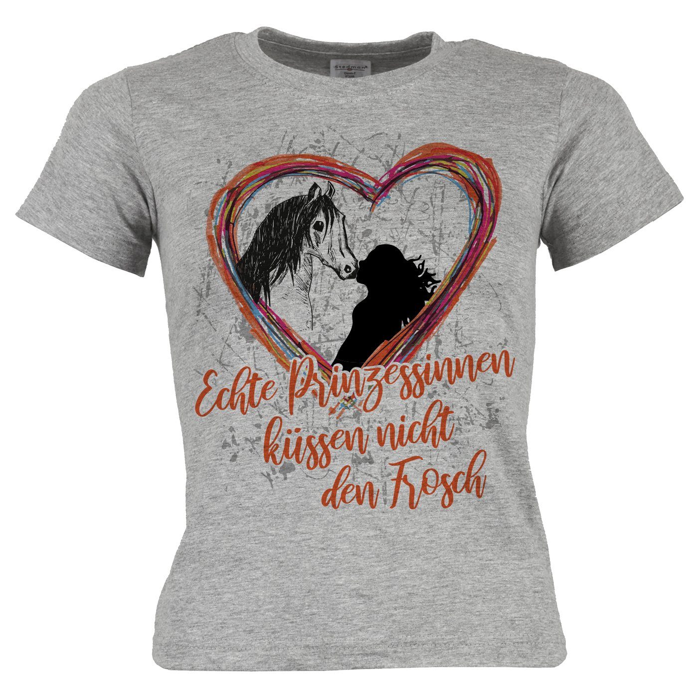 Tini - Shirts T-Shirt Mädchen Pferde Motiv Tshirt Pferde Sprüche Kinder Shirt: Echte Prinzessinnen küssen ....
