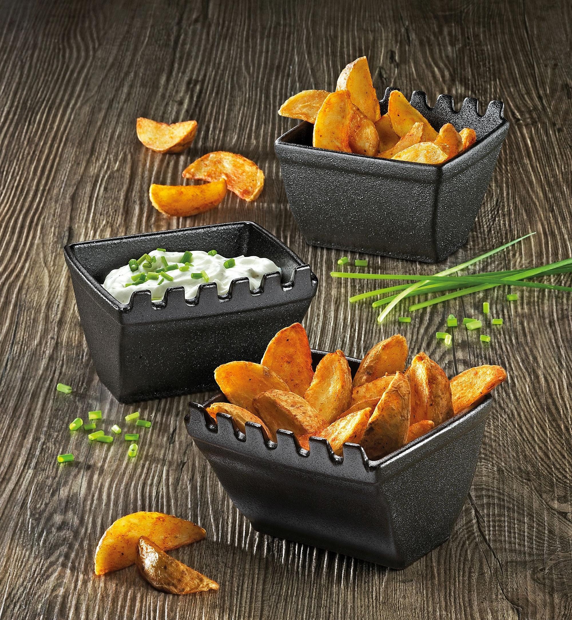 ZASSENHAUS Servierschale Snackschale Servierschale Dipschale Gusseisenoptik ZASSENHAUS WORKER, Material: Keramik