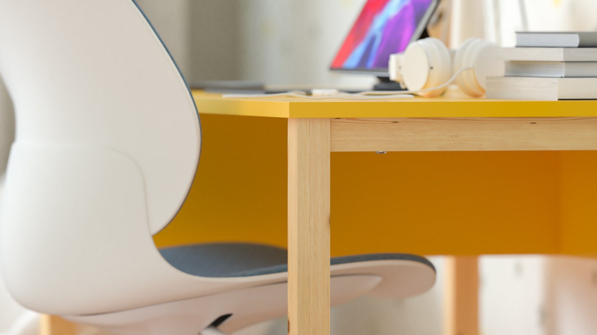 Siblo Schreibtisch Computertisch Klein Gelb Schreibtische Kinderschreibtische - 