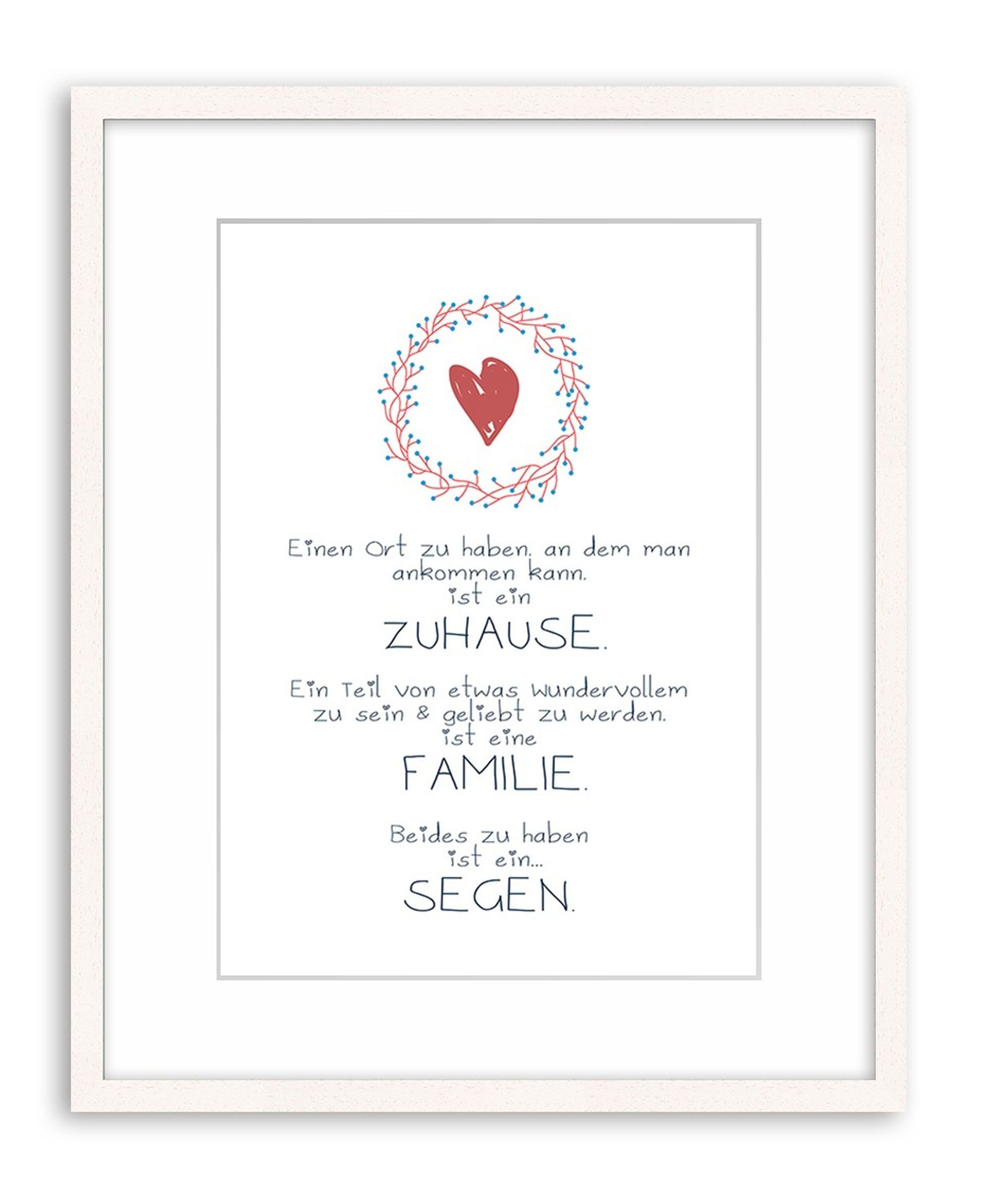 Bild artissimo Familie Zuhause / Spruch Poster Sprüche Segen / Zuhause DinA4 mit Zitate Sprüche: Familie Poster Herz, und Wandbild