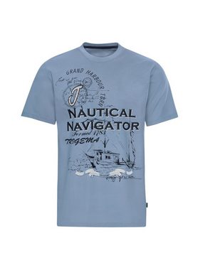 Trigema T-Shirt TRIGEMA T-Shirt mit großem Printmotiv "Nautical Navigator" (1-tlg)