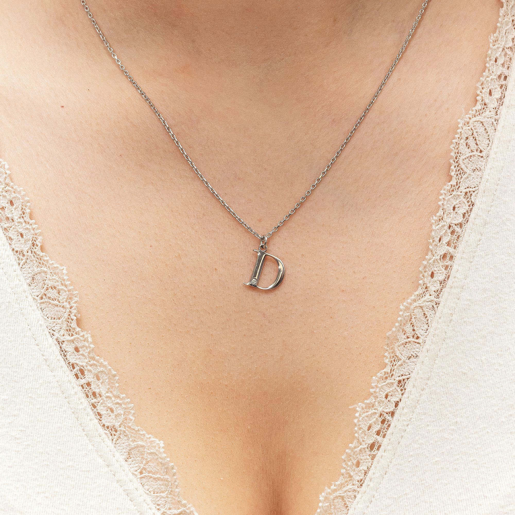 Diamonds by Ellen K. Kette mit Anhänger Silber 925 mit 1x Diamant 0,008ct. Buchstabe D