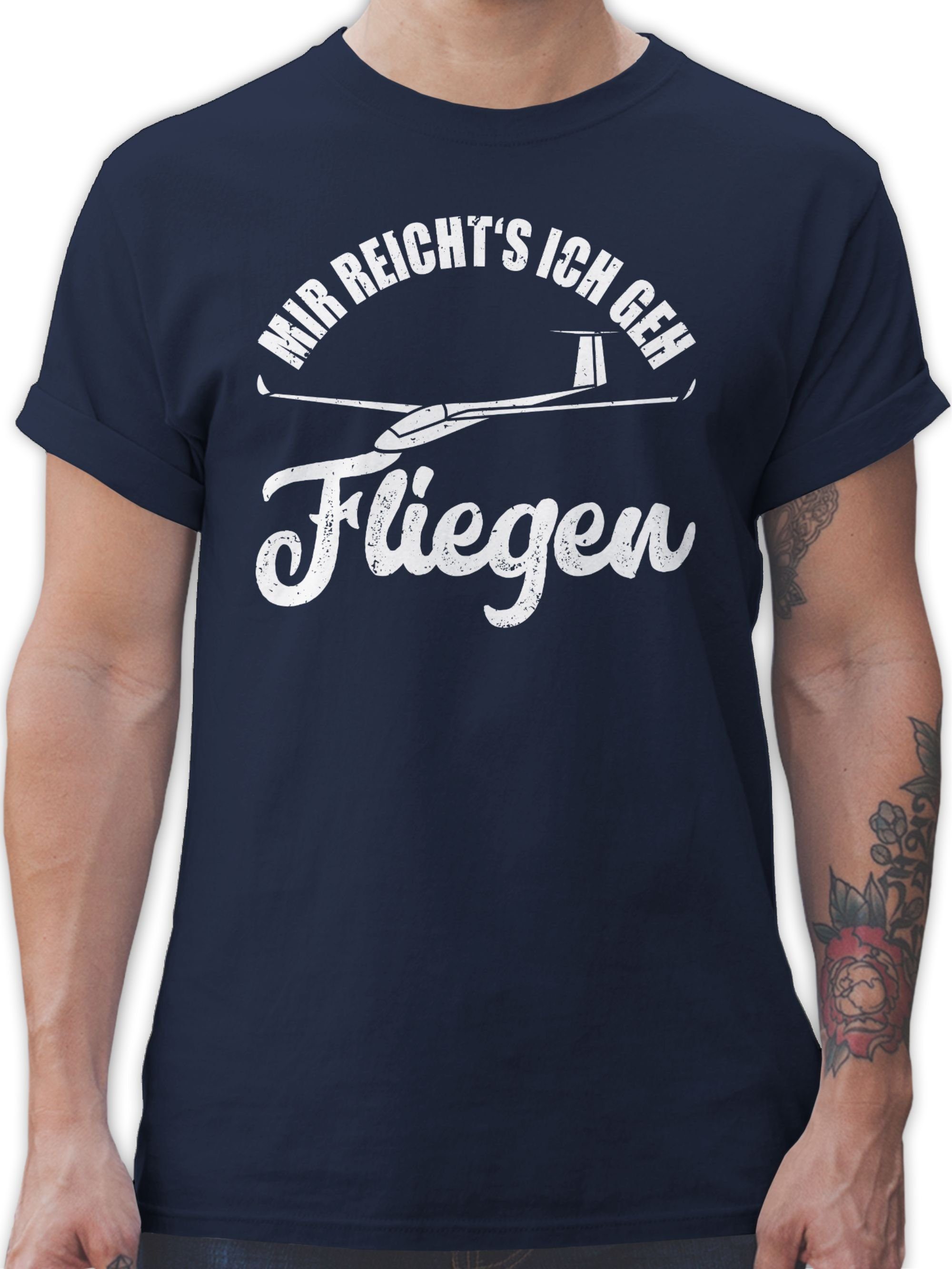 Shirtracer T-Shirt Mir reicht's ich geh fliegen - Geschenk Segelflieger Segelfliegen Sege Beruf und Job Geschenke 01 Navy Blau