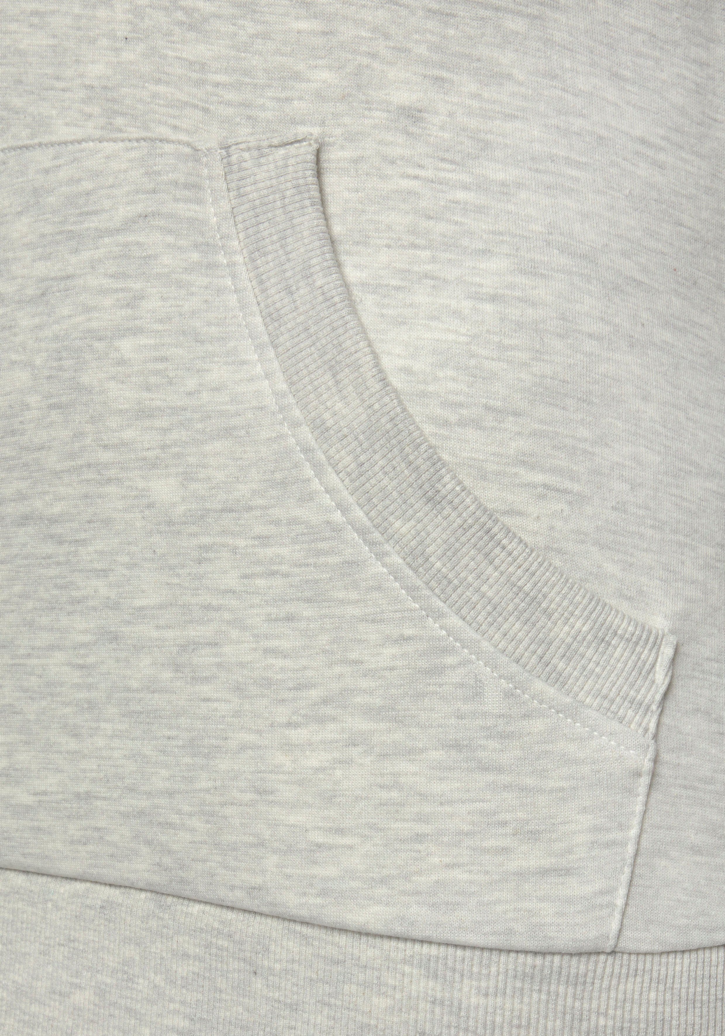 Kapuzensweatshirt H.I.S Logodruck Hoodie und Kängurutasche, Loungeanzug, grau-meliert mit
