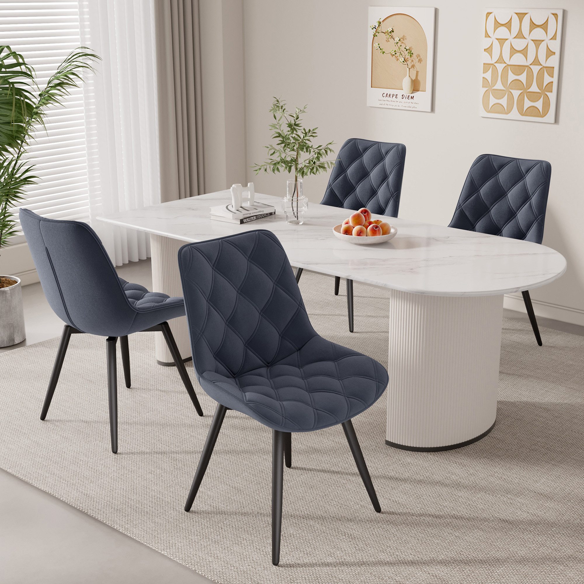 HawthyHome Esszimmerstuhl 2er-Set 360° Drehbar – Moderner Polsterstuhl für Wohnzimmer, Küche (4 St), 360° Drehbar