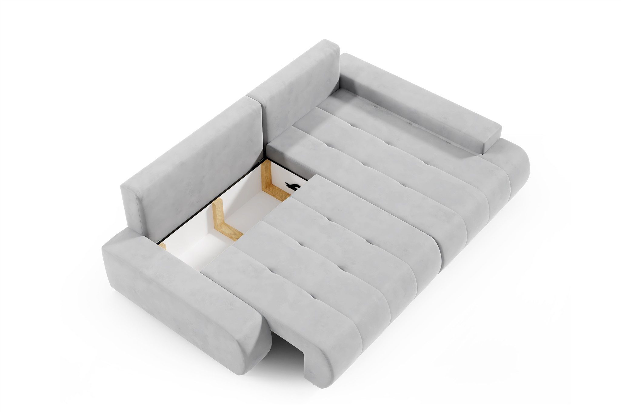 Fun Möbel Ecksofa Schlafsofa Sofa FUN DARIO in Velourstoff Monolith, Ottomane Links oder Rechts, Rundumbezug
