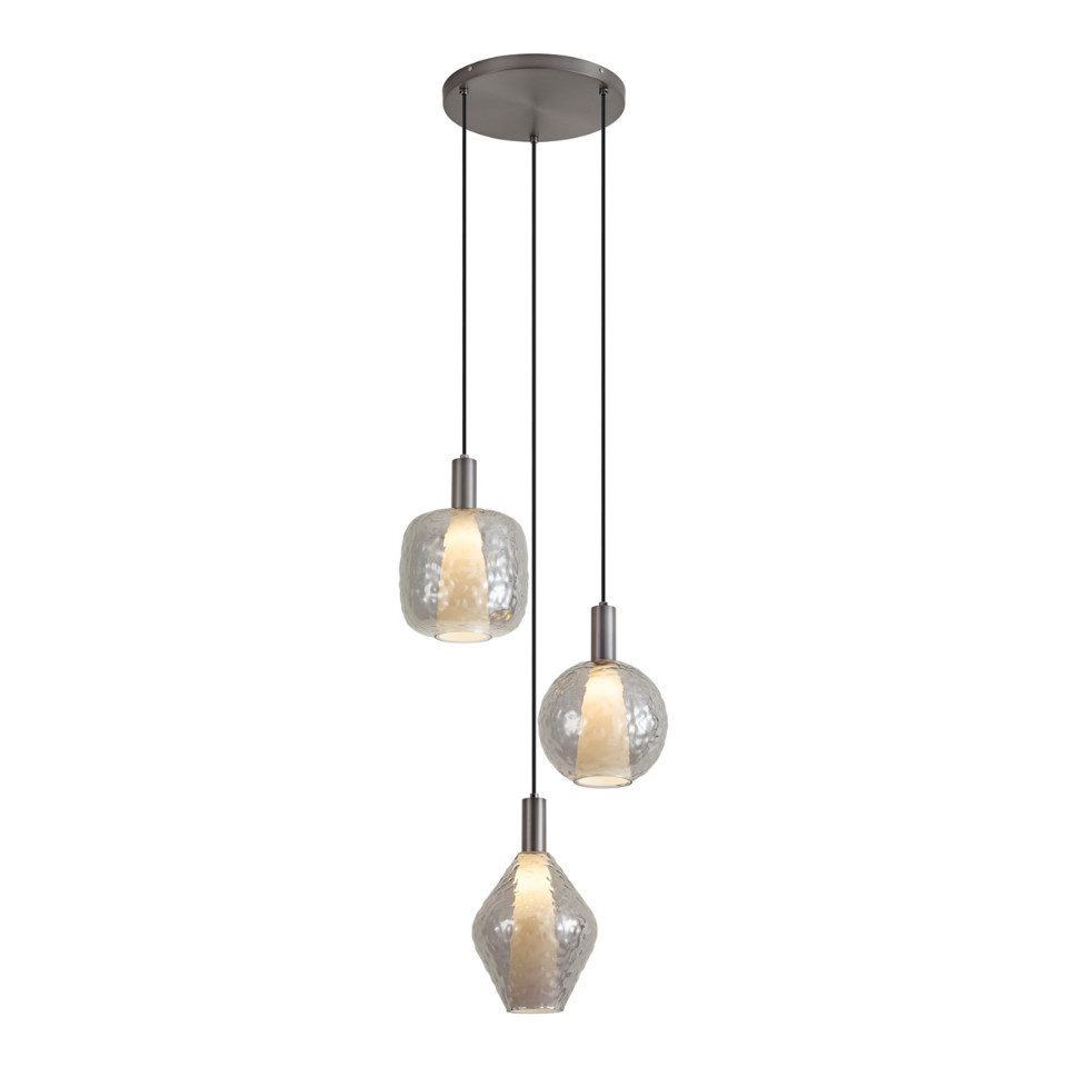 Qazqa Pendelleuchte Ard, ohne Leuchtmittel, Neutralweiß, QAZQA Hängeleuchte, g9, gunmetal, Metall, Design
