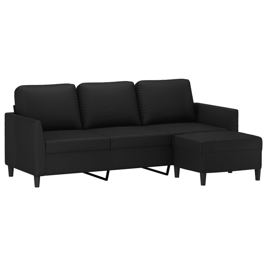 vidaXL Sofa 3-Sitzer-Sofa mit Hocker Schwarz günstig online kaufen