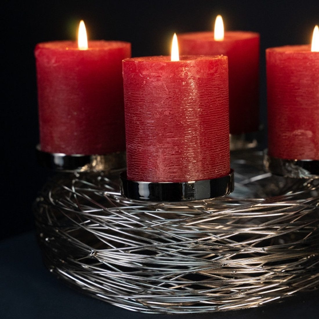 Macosa Home Adventskranz Silber Edelstahl Metall 28 cm modern Elegantes Adv günstig online kaufen