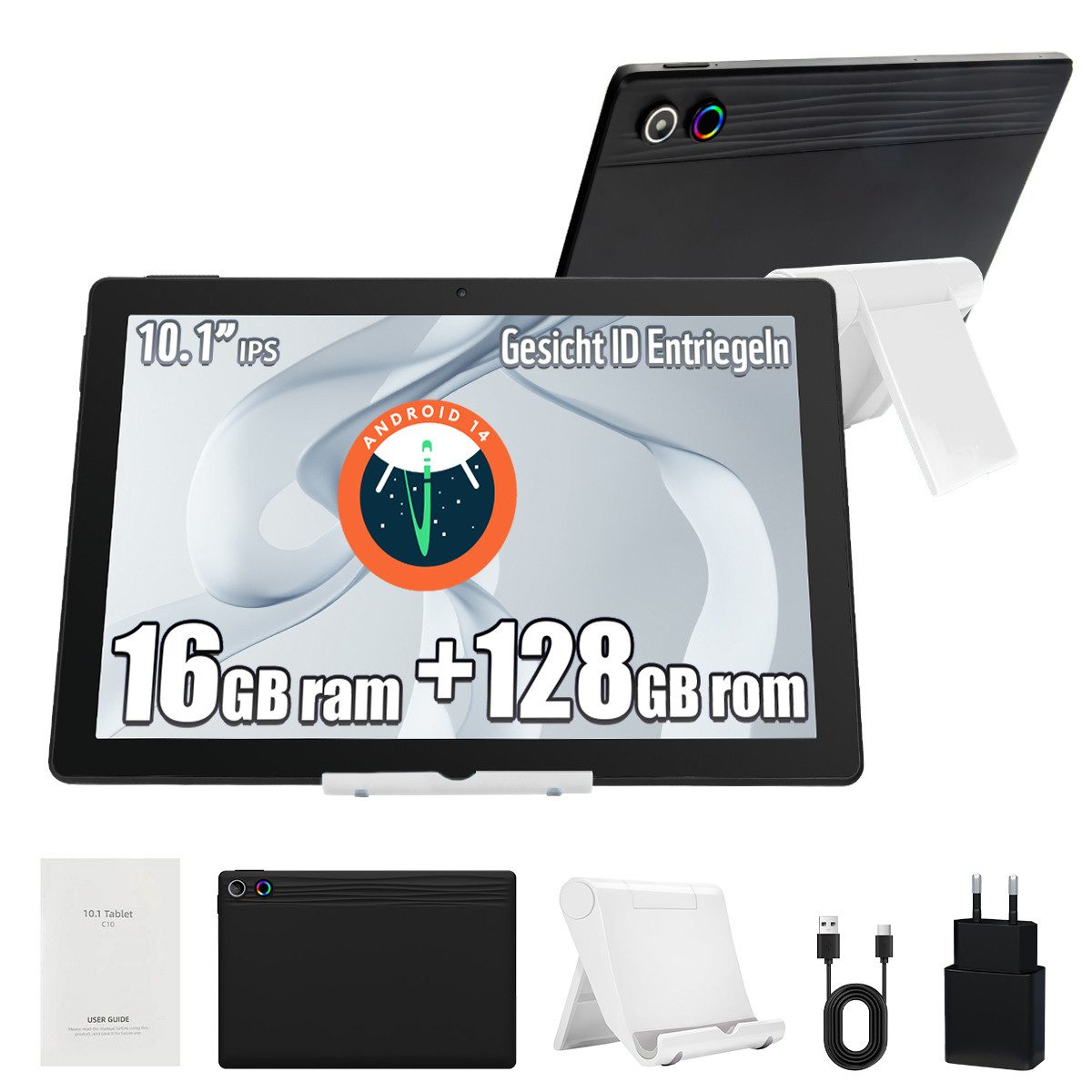 BUFO 11 Zoll Octa-Core 16(4+12)GB+128GB 1280x800 IPS HD 6800mAh WiFi 6 Tablet (11", 128 GB, Android, 2,4G/5G WiFi, 2,4G/5G WiFi, WidevineL1, mit Stift/Maus/Tastatur)