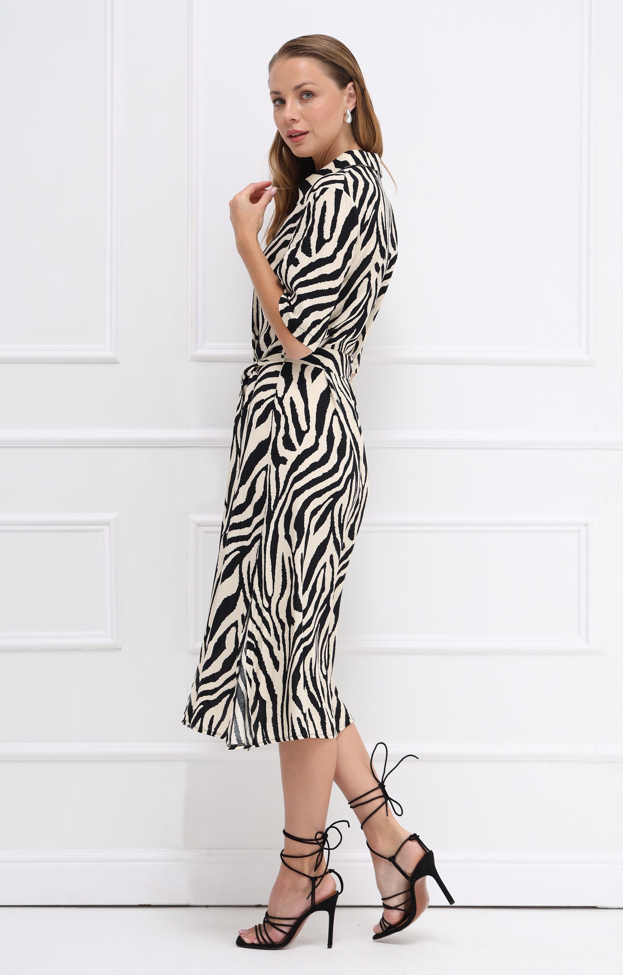 Passioni Hemdblusenkleid mit Zebra-Print
