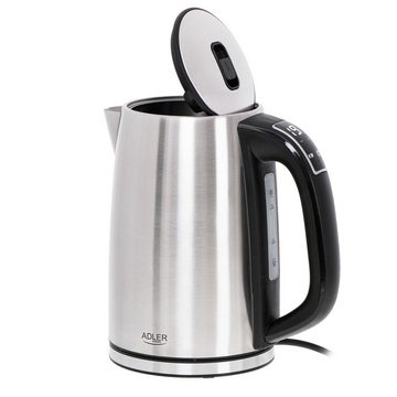 JUNG Wasserkocher ADLER AD1340 Wasserkocher mit Temperatureinstellung Digital kettle, 1,7 l, 2200,00 W, Edelstahl Kocher, 1,7 Liter 360° Basis, BPA- Frei, LCD Display Kettle