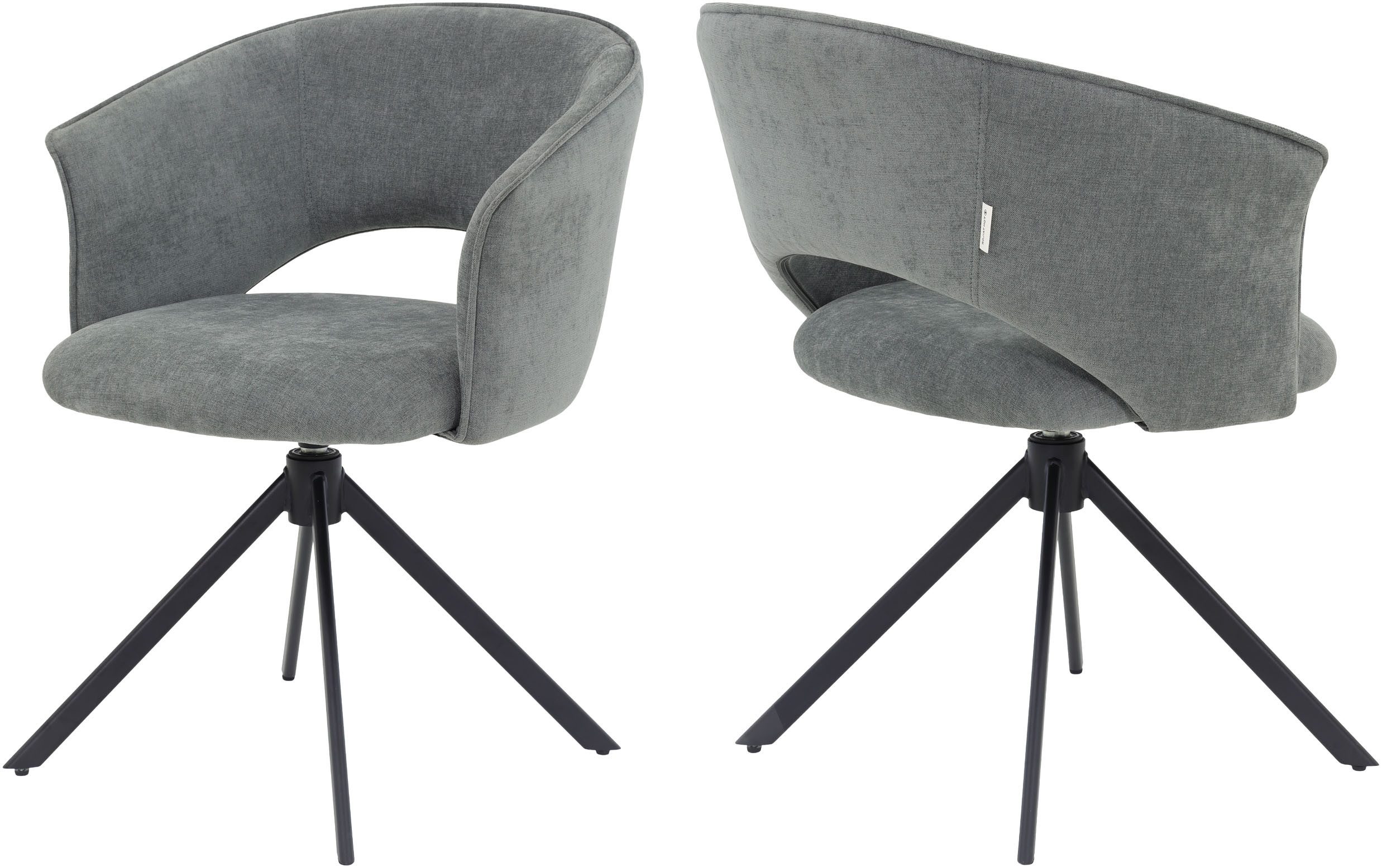 TOM TAILOR HOME Armlehnstuhl CURVY ARMCHAIR (Set, 2 St), mit Armlehnen, drehbar, Rückholfunktion, Rückenausschnitt