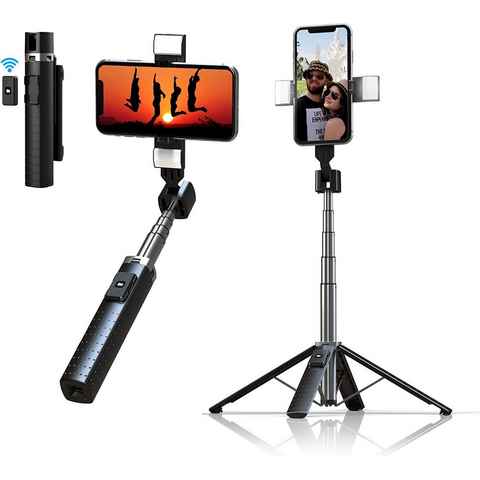 Mutoy Selfie Stick Stativ, 4 in 1 Erweiterbar Handy Stativ mit 2 Licht Selfiestick (Kabelloser Fernbedienung, 360° Drehbar Tragbar Stativ)