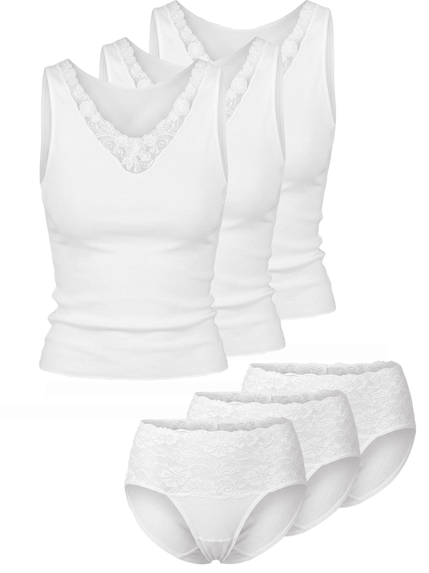 Nina Von C. Set: Unterhemd 6er Pack Damen Achselhemd & Taillenslip Fine Cotto (Packung, 6-tlg) reine Baumwolle, keine störenden Seitennähte