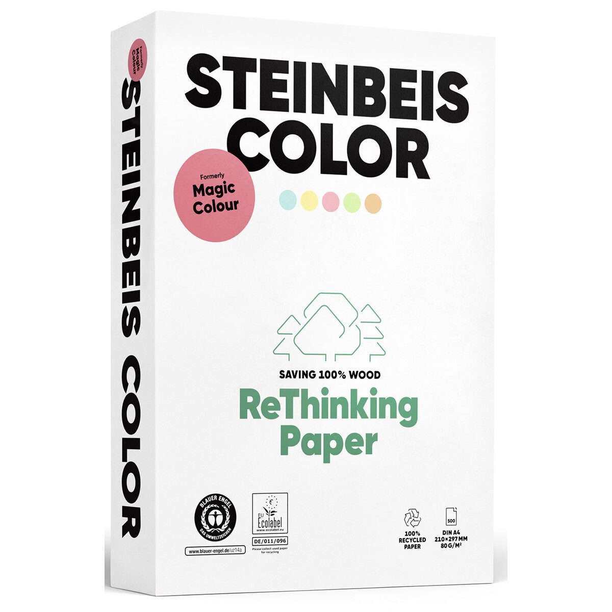 STEINBEIS Kopierpapier Color Gelb - Magic Colour - Recyclingpapier A4 80 g/qm gelb 500 Blatt.