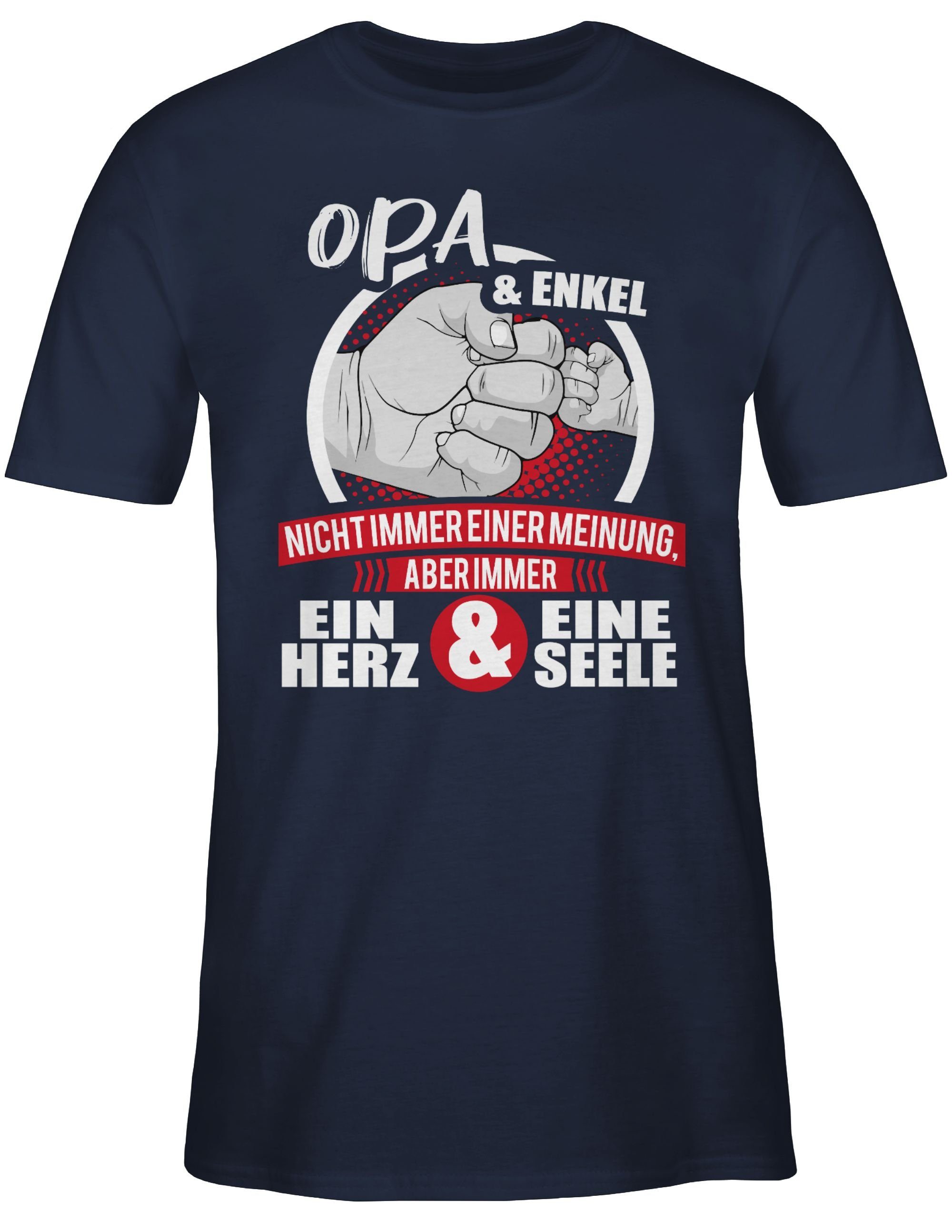 & weiß/rot Geschenke - Blau Shirtracer Herz Navy ein 2 Seele Opa eine Immer Enkel & Opa T-Shirt