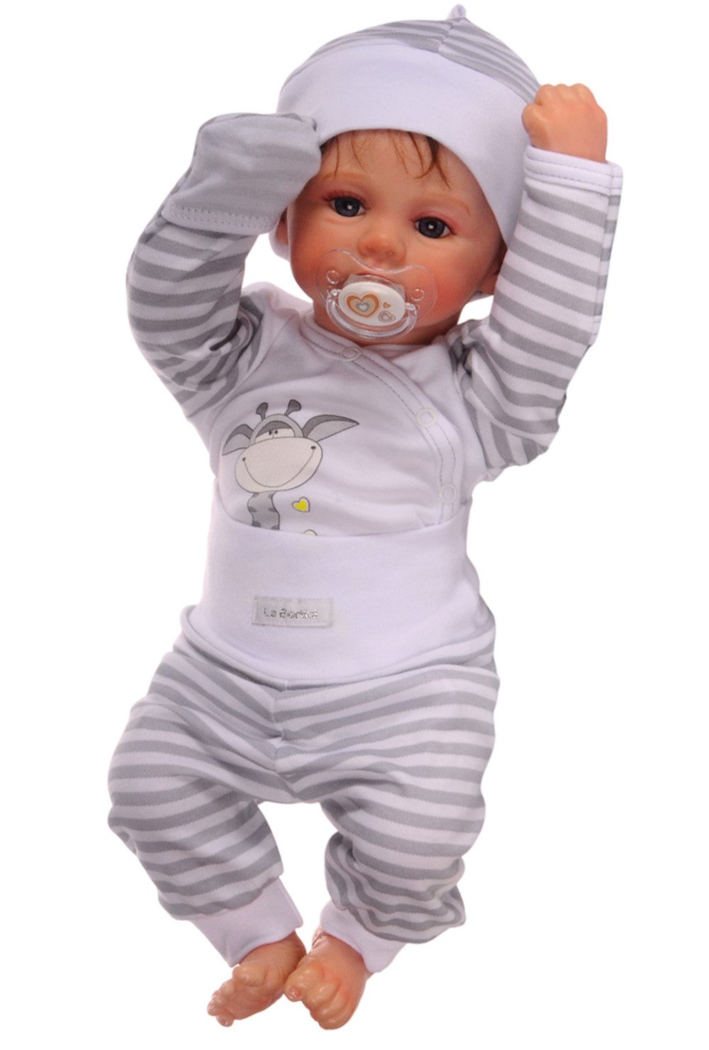 Erstausstattungspaket Baby Anzug Wickelbody Hose Mütze Set in Weiß