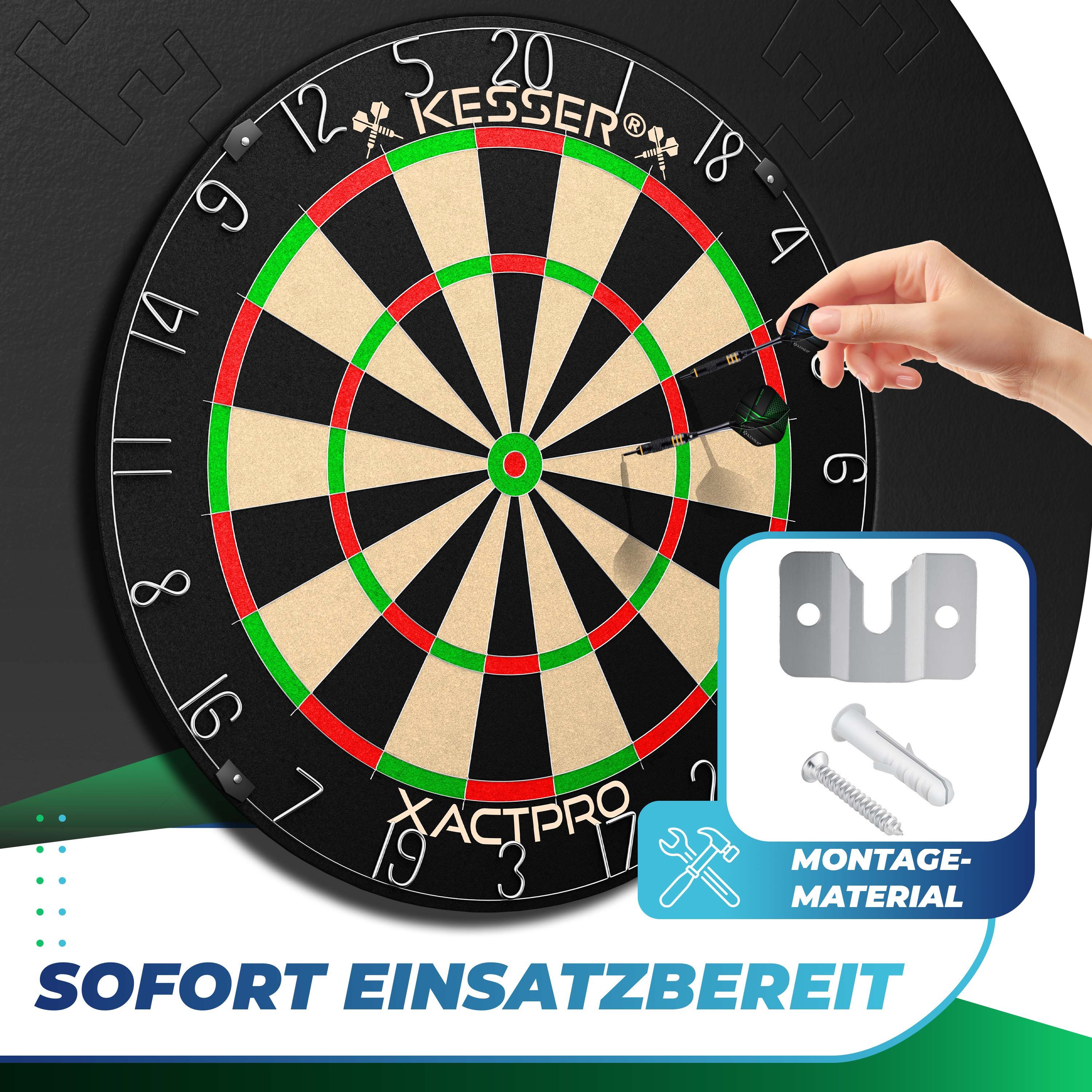 KESSER Dartscheibe Classic 45cm mit 9 Dartpfeilen mit Metallspitze und Wandschutz, Dartscheibe Sisal Professional Dartboard – Bild 4 von 5