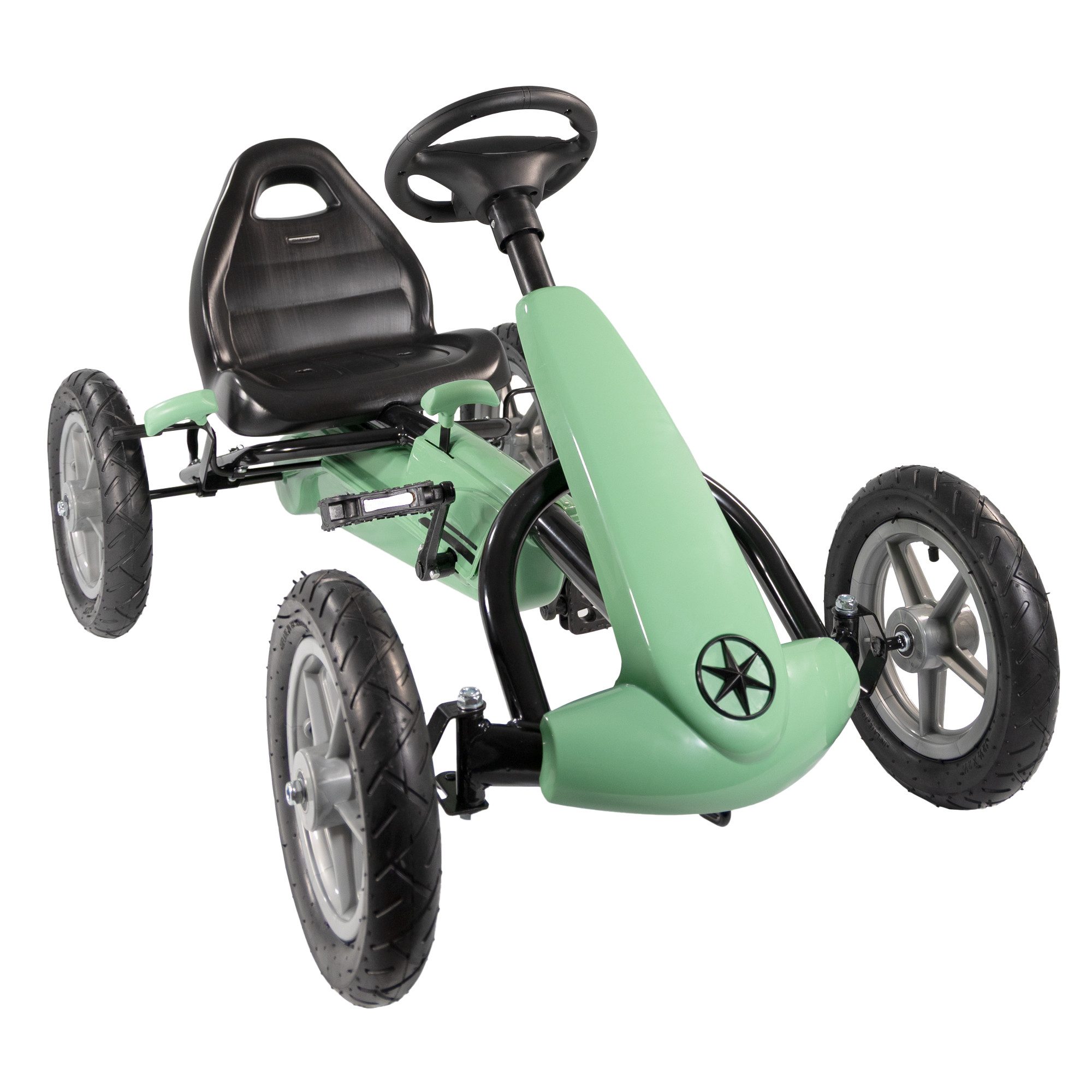 Lemodo Go-Kart Tretfahrzeug mit Handbremse und Leerlauf, Kinderfahrzeug ab 5 Jahre, Pedalfahrzeug