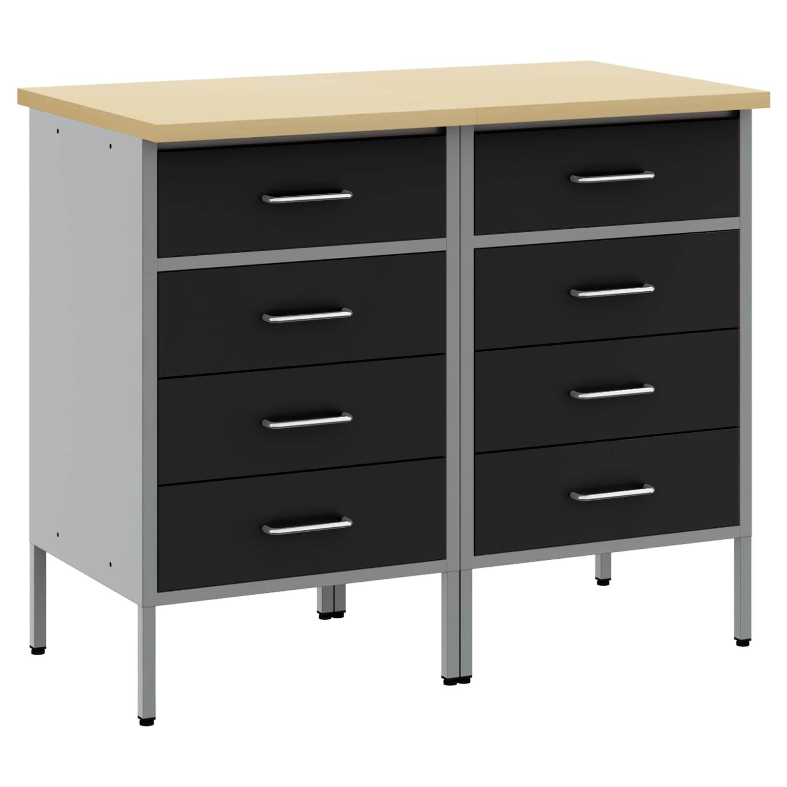 vidaXL Werkzeugschrank Werkbank mit Speicher 2 Stk. Schwarz und Grau 100 x 55 x 85 cm (2-St)
