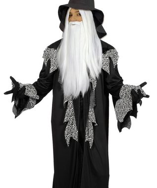 Karneval-Klamotten Zauberer-Kostüm Herren Gandalf langen schwarzen Mantel, Männer Kostüm Halloween Karneval