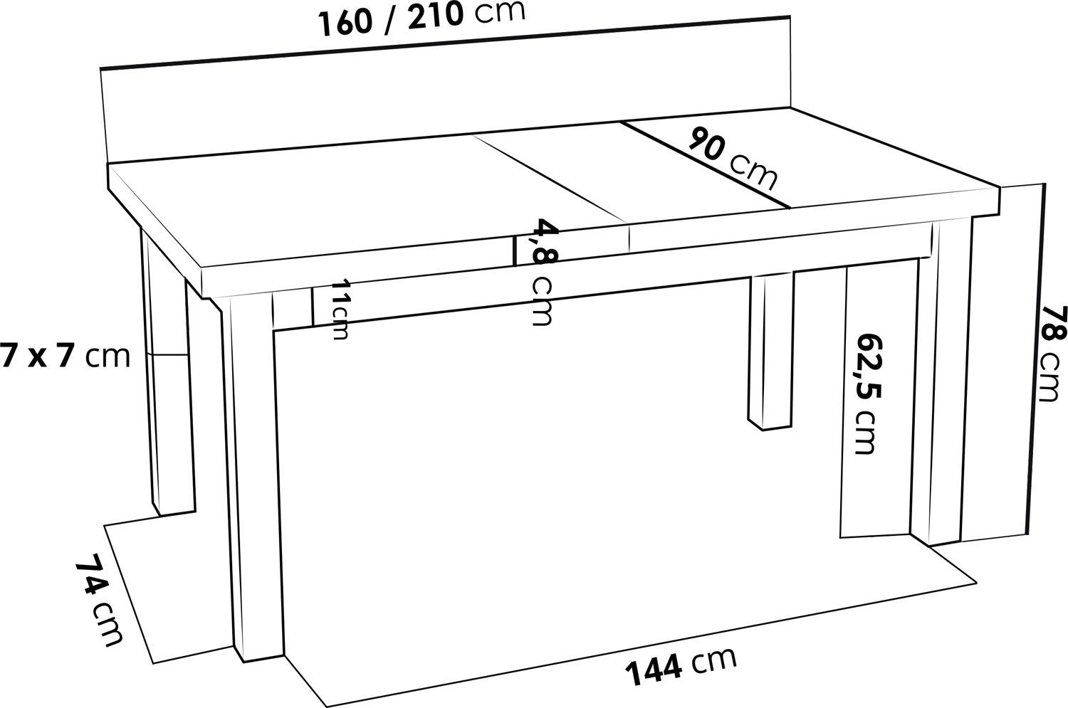 WFL GROUP Esstisch Avena ausziehbar rechteckig modern mit weißen Holzbeinen (MADE IN EU, 5 Gr. – 120/140/160/170/200 cm ausziehbar auf 160/180/210/250/300 cm),  – Bild 3 von 5