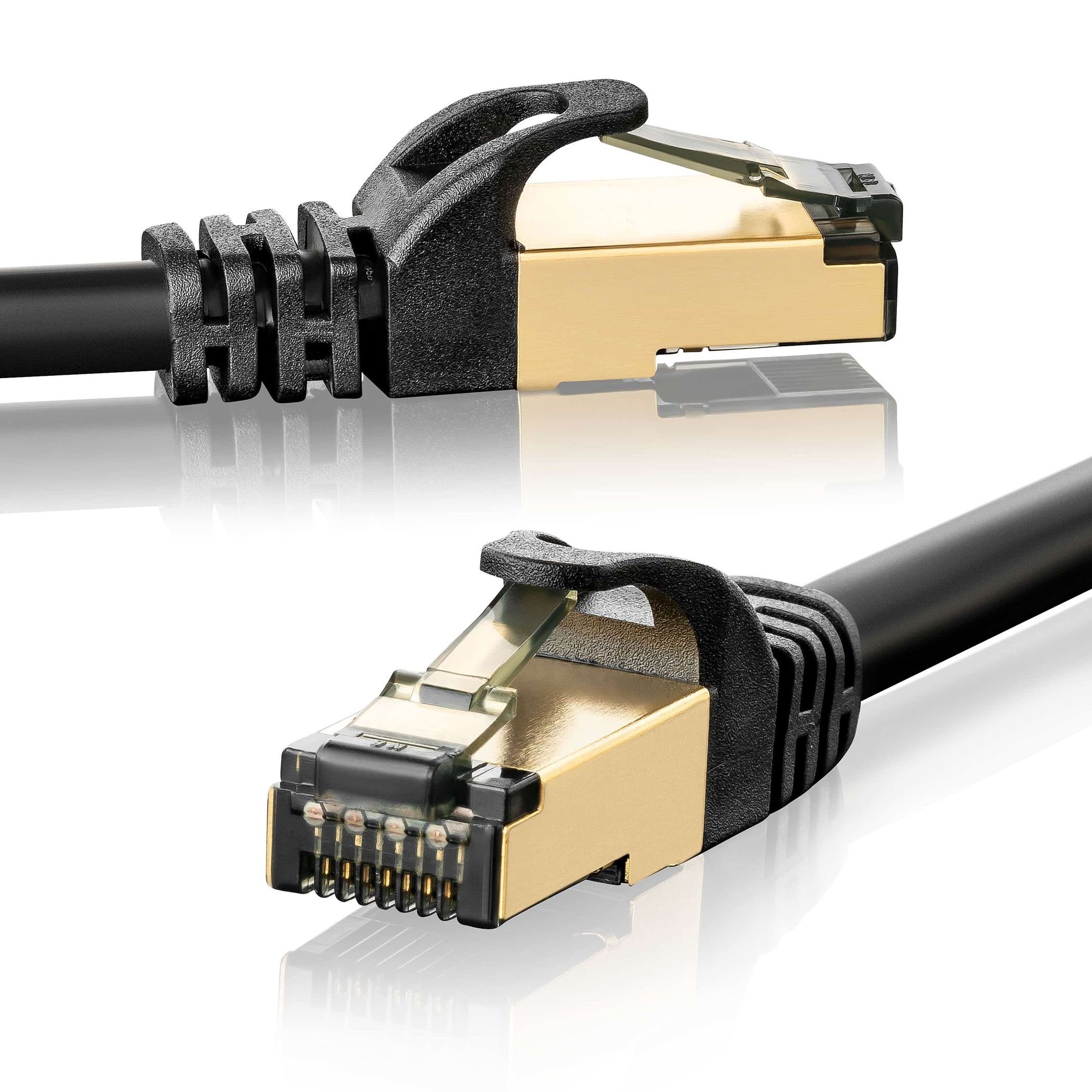 SEBSON LAN Kabel Außen 50m CAT7 10 Gbit/s - wasserdicht UV-beständig IP67 -  RJ45 Stecker - Ethernet Kabel S-STP Netzkabel, (5000 cm)