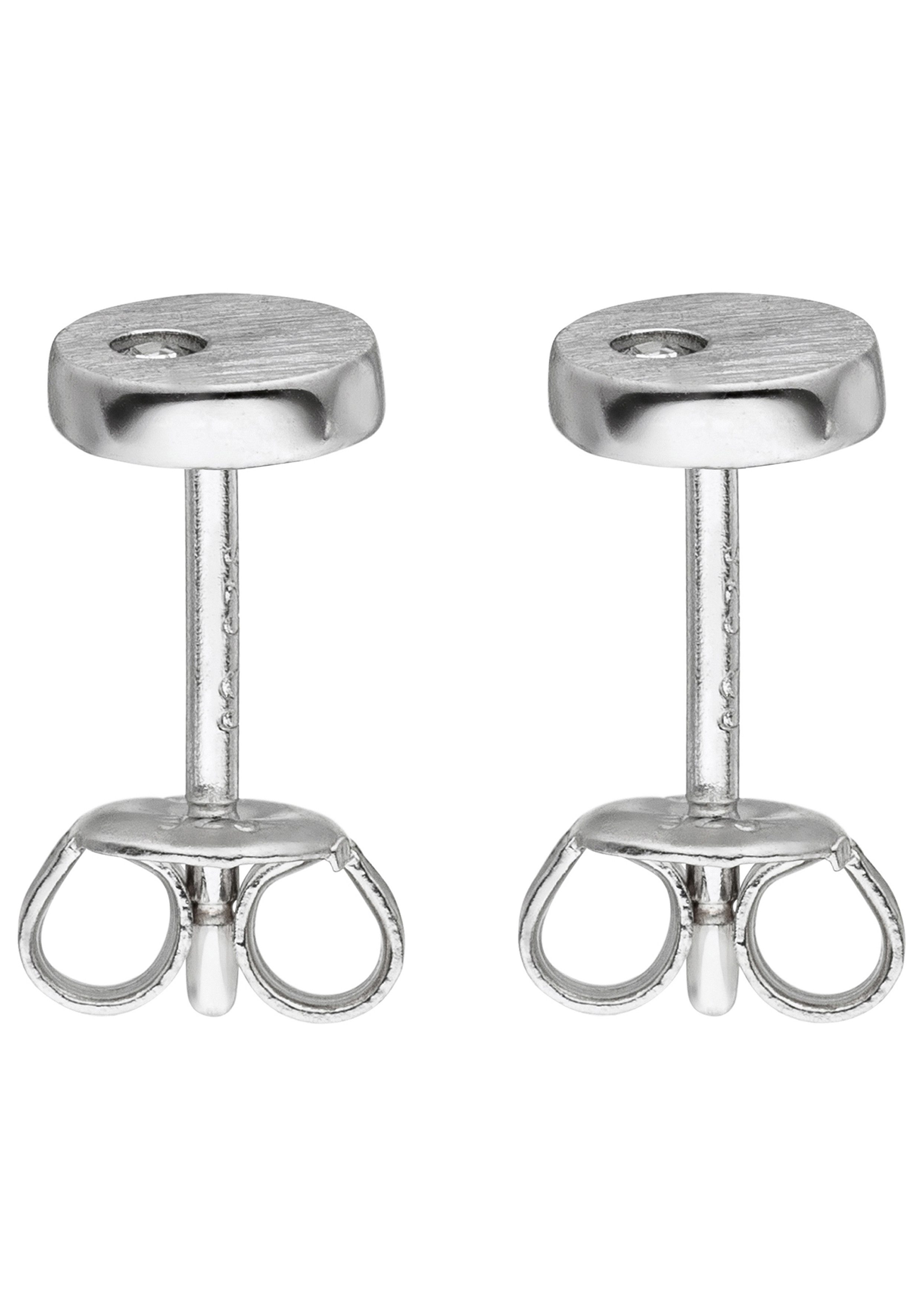JOBO Paar Ohrstecker, rund 925 Silber mit Zirkonia