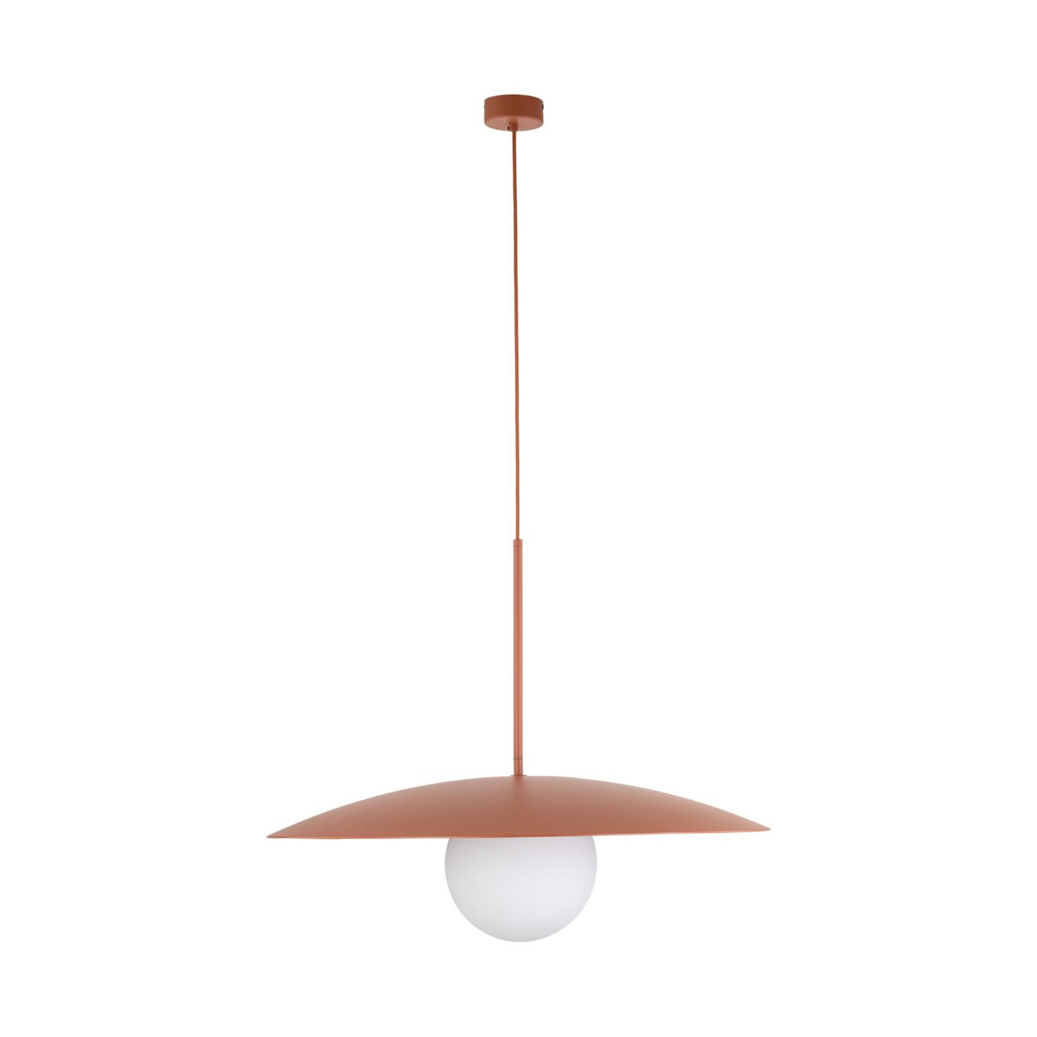 Licht-Erlebnisse Pendelleuchte KOSALFA, ohne Leuchtmittel, Glas Metall H: max. 163 cm rund D: 65 cm Ziegelrot Weiß E27