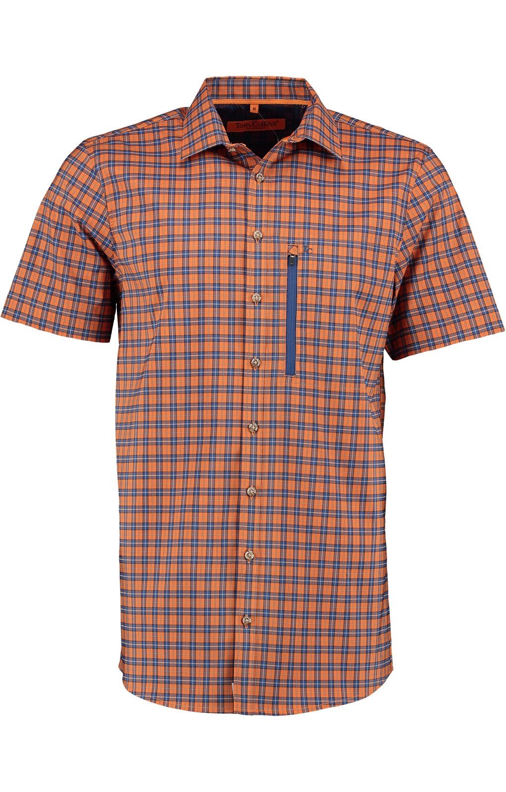 (Regular orange Trachtenhemd blau ALEC Hemd OS-Trachten Arm 1/2 Fit)