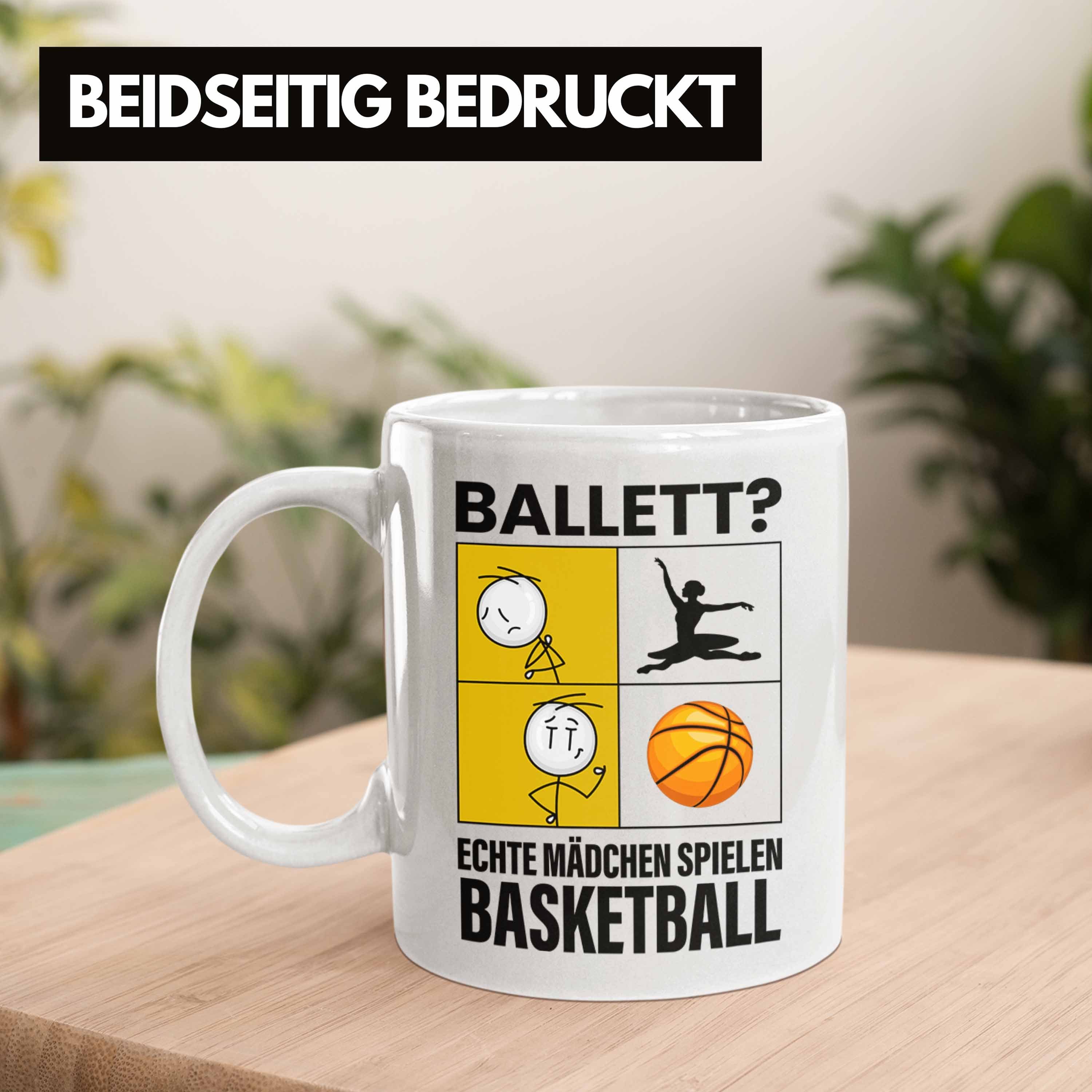 Trendation Tasse Basketball Frauen Geschenk Mädchen Spielen B Sport Tasse Weiss Mädchen Echte