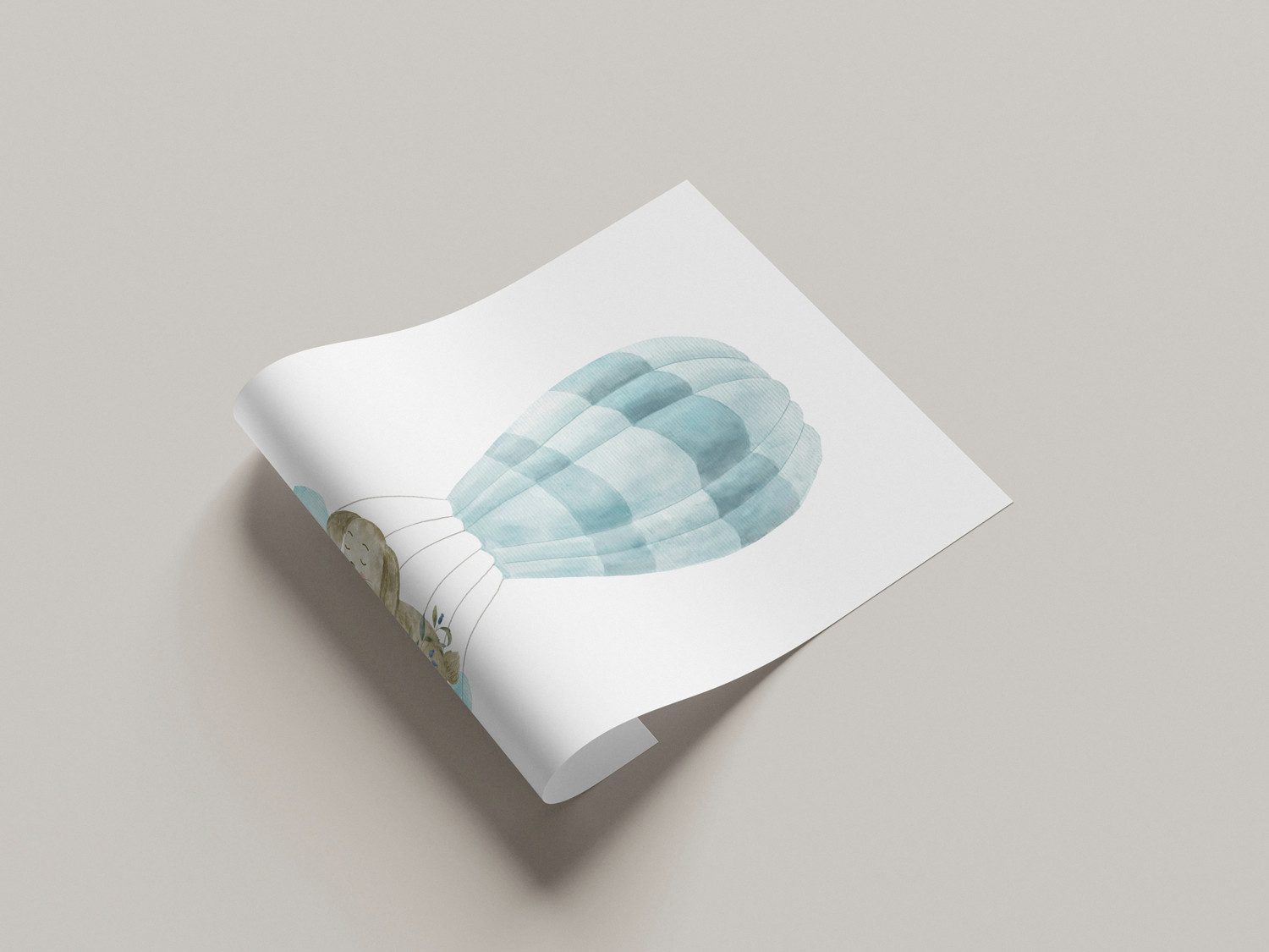 Lüttenhütt Bild mit Rahmen oder Poster, Schlafender Hase in Heißluftballon, Ballonfahren, Fantasy, Hase, Hasen, Heißluftballon, Tiere (1 St), HD Premium Druck
