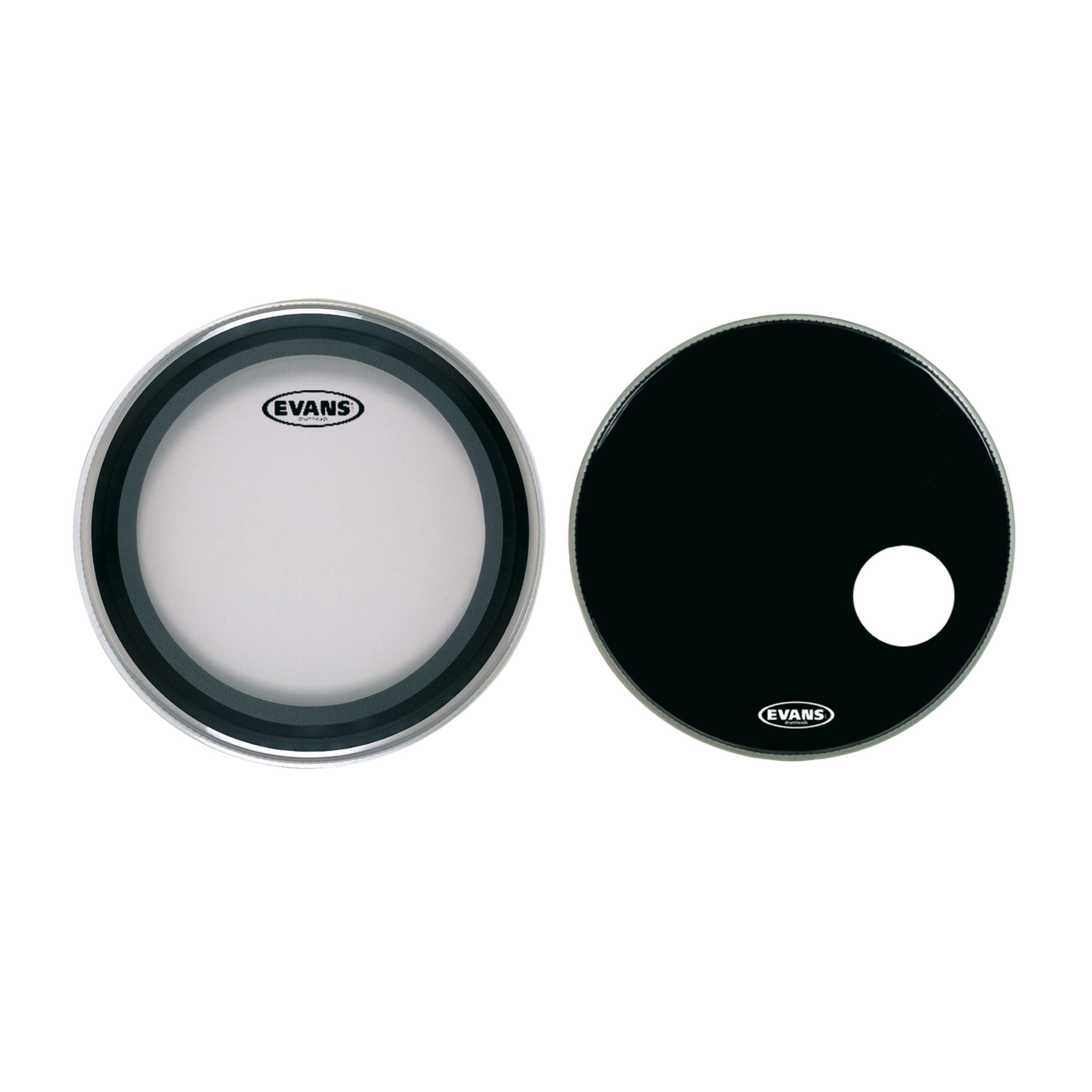 Evans Schlagzeug,Schlagzeugfell Set 18" EMAD + EQ3 Transparent Einlagig mit Dämpfungsring Bass Drum Fell Set, Felle, Fell Sets, 18" EMAD + EQ3 Fell Set - Schalgzeugfellset-Set