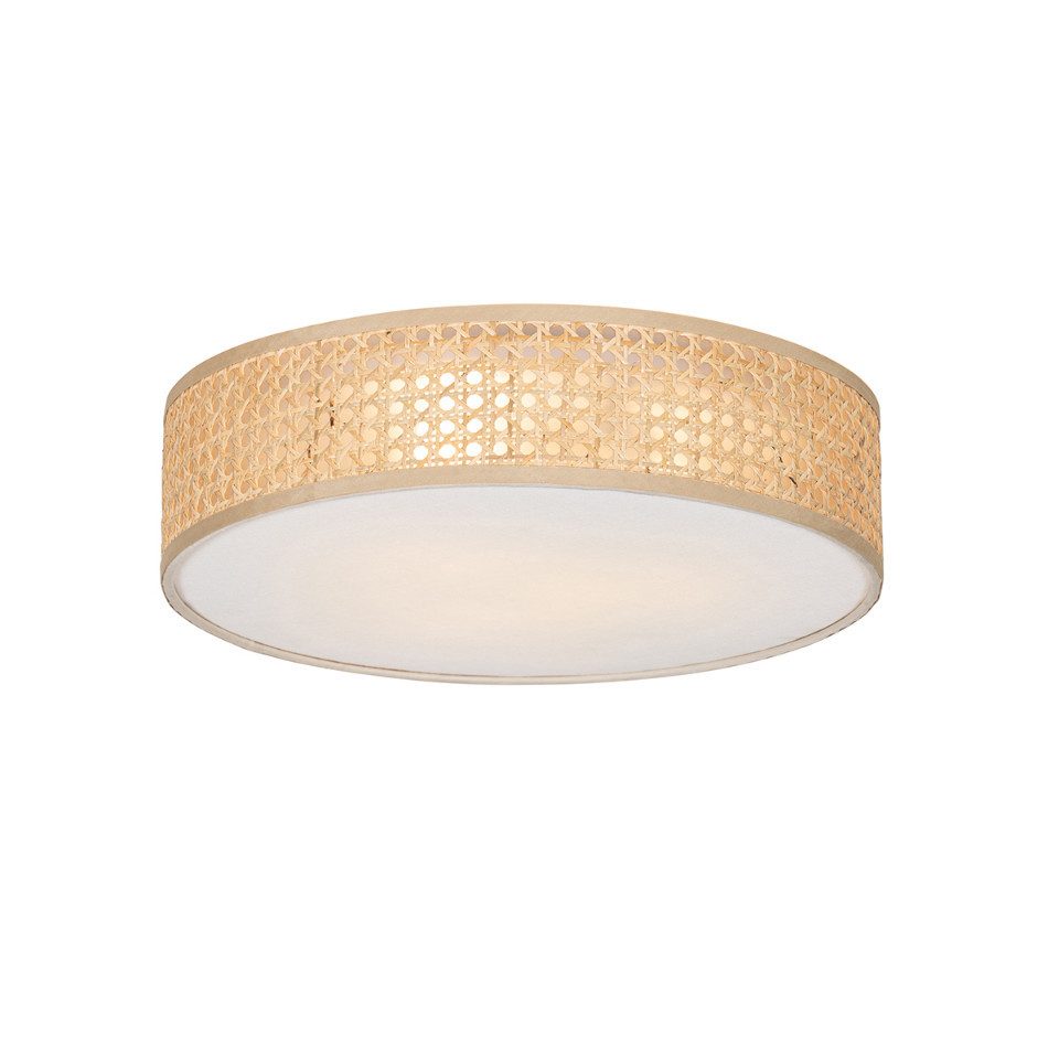 Qazqa Deckenleuchte Tromma, ohne Leuchtmittel, E27, Naturel, Orientalisch, Rattan, 3-flammig