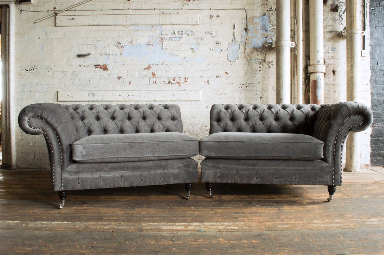 Klassischer Sofas Chesterfield-Sofa, Schaffhau Chesterfield Couch Textil JVmoebel Polster