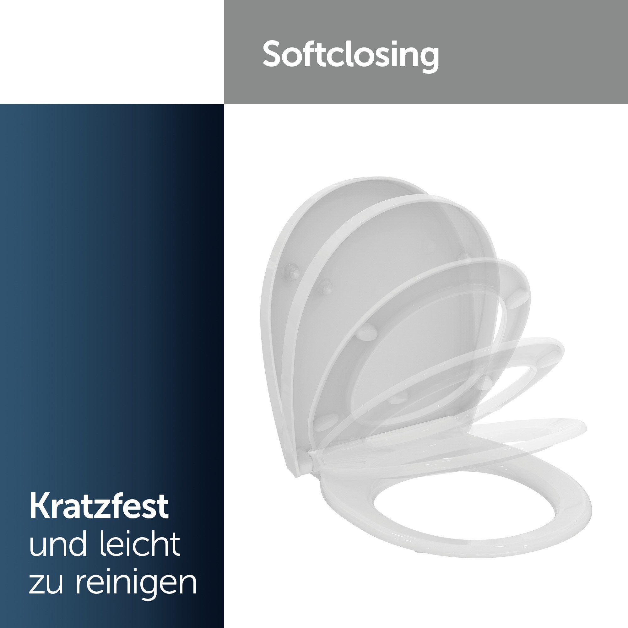 Ideal Standard WC-Sitz Universal ovaler WC-Sitz, WC-Sitz abgerundet mit langsamer Schließung, Antibakteriell