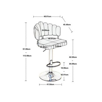 Celya Barhocker Samt 2er Set,Höhenverstellbare Barstühle, 360° Drehstuhl,mit Fußstütze für Küche, Esszimmer
