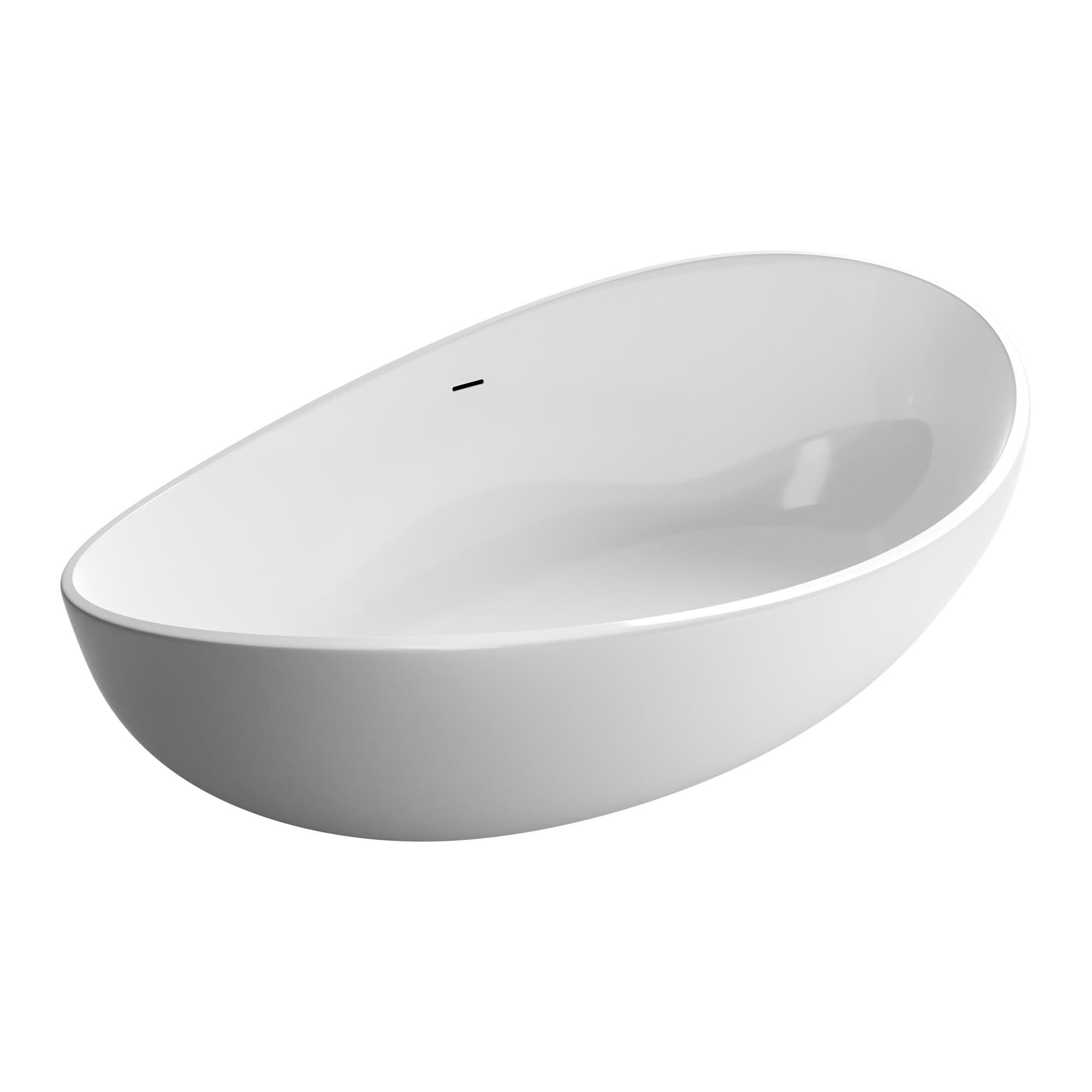 Bernstein Badewanne WAVE Weiß glänzend, (Acryl-Badewanne, freistehende Wanne, modernes Wellendesign), Freistehende Wanne 180x110x52 cm Hochwertiges Sanitäracryl